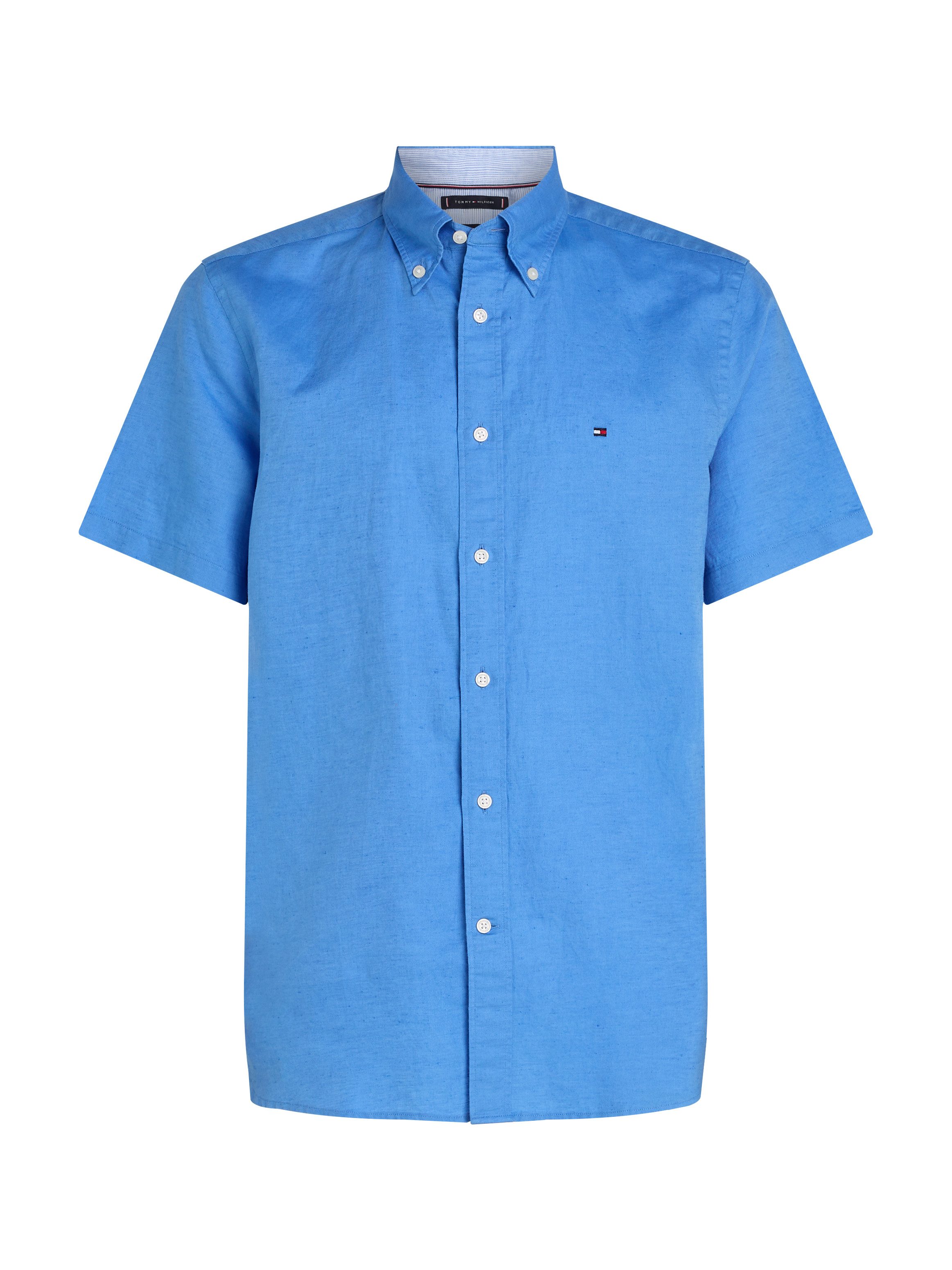Tommy Hilfiger Overhemd met korte mouwen LINEN BLEND SOLID SS RF SHIRT