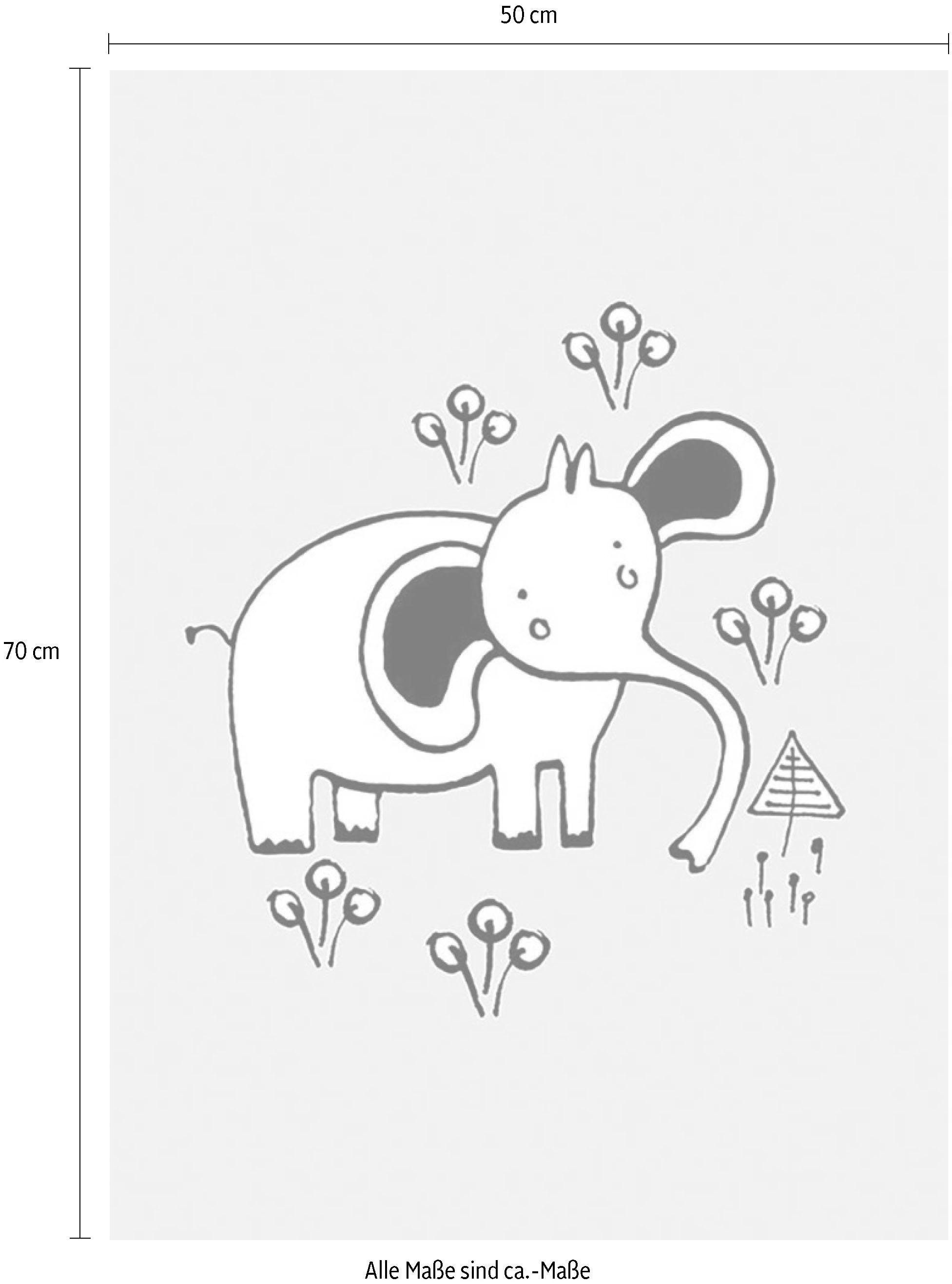Komar Wanddecoratie Scribble Elephant Wanddecoratie - zonder lijst (1 stuk)