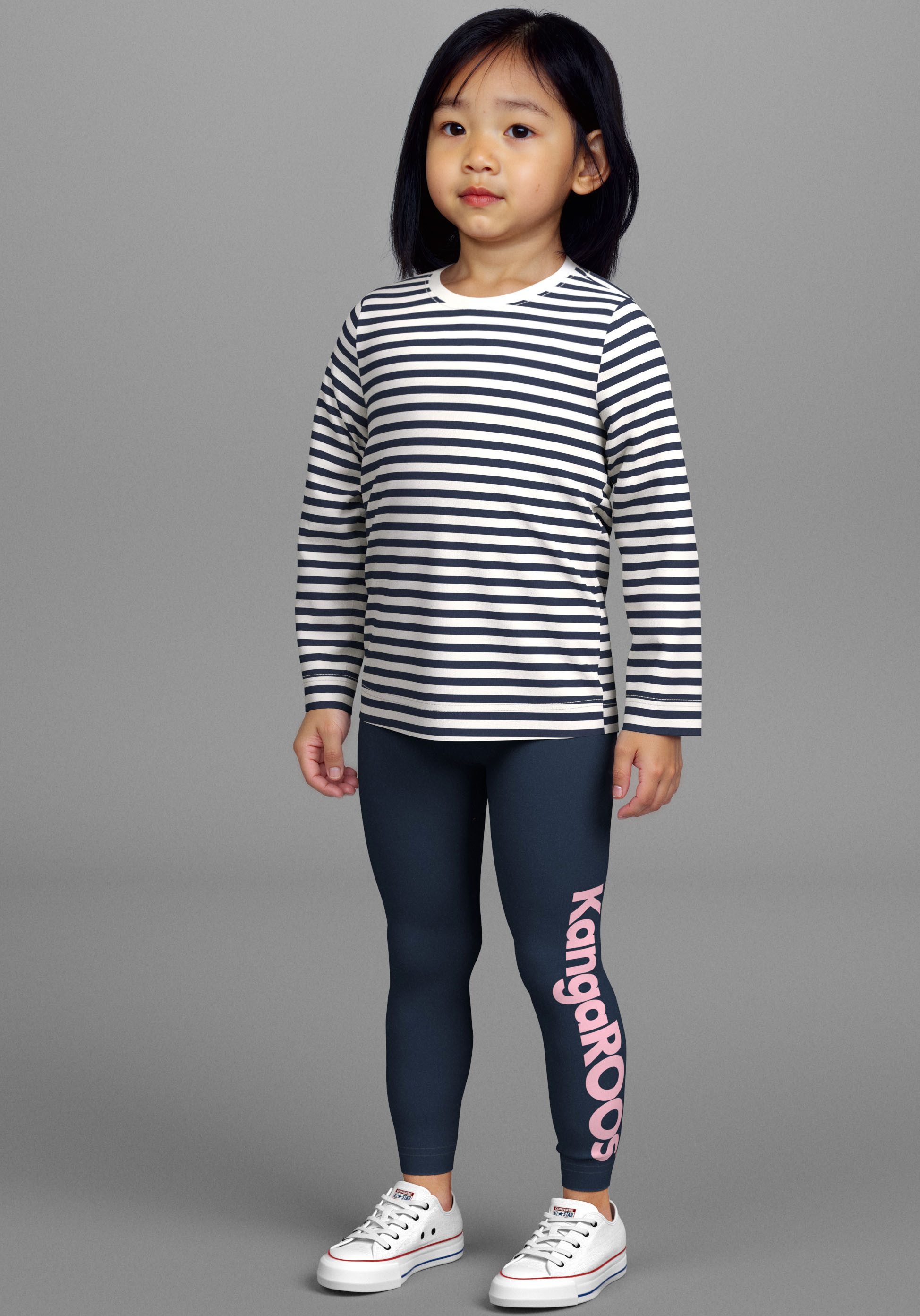KIDSWORLD Shirt met lange mouwen 2-pack 1x effen + 1x gestreept lange mouwen shirts (2-delig)