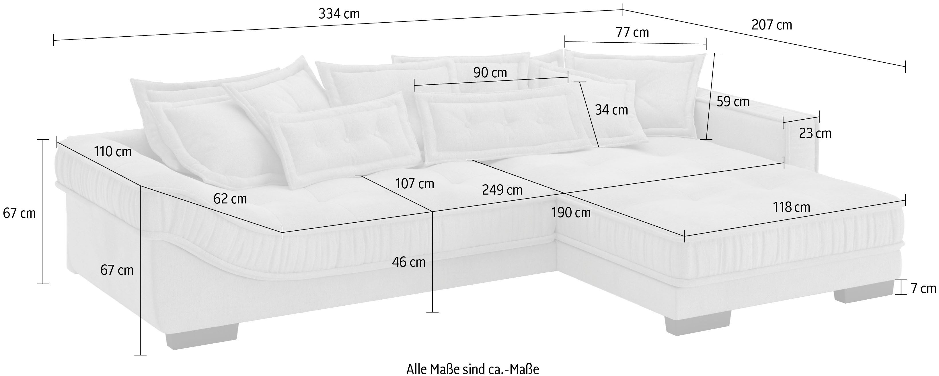 Mr. Couch Hoekbank Diwan II DuraFlex L-vorm DuraFlex koudschuim bekleding, tot 140 kg, 4 bekledingskwaliteiten