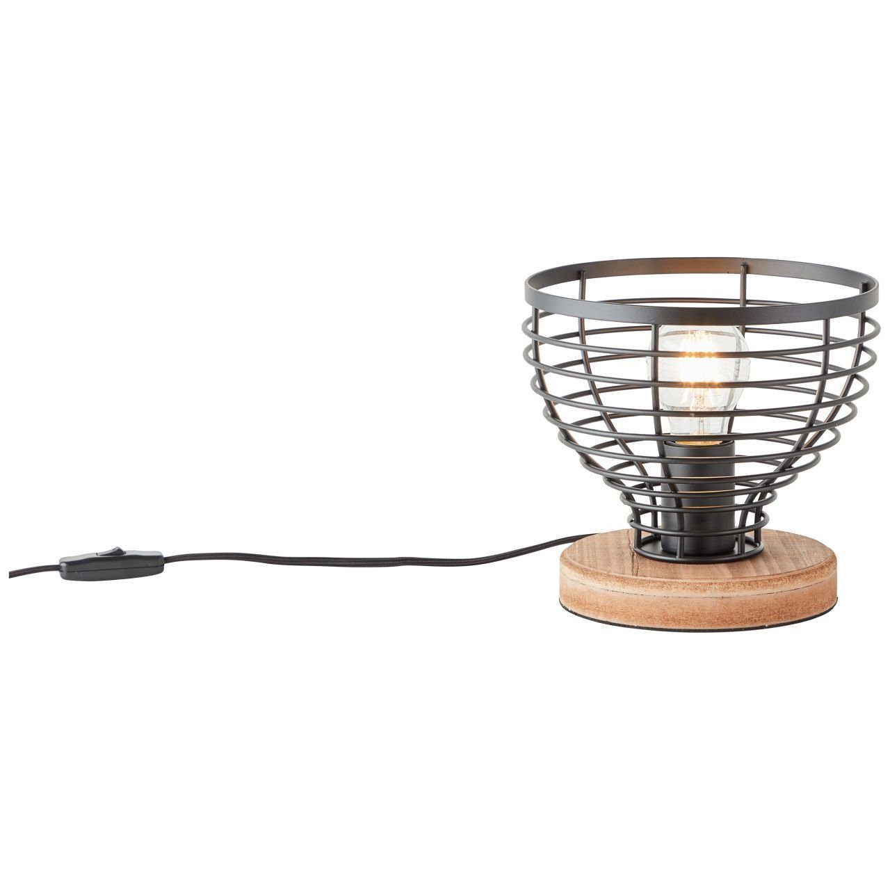 Brilliant Leuchten Tafellamp AVIA 18,5 cm hoogte, ø 20 cm, e27, metaal/hout, zwart/bruin (1 stuk) tafellampen bruin