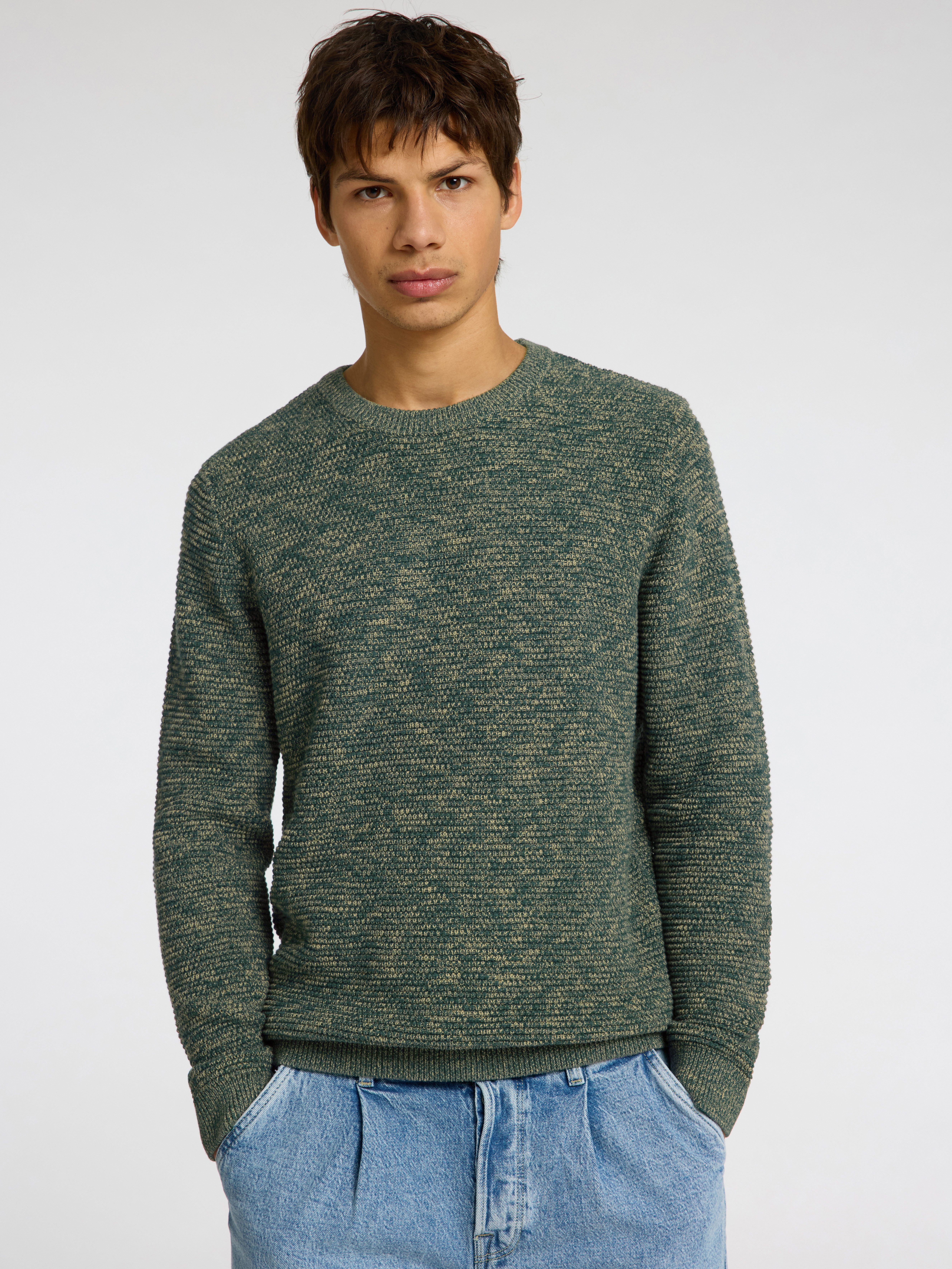SELECTED HOMME Trui met ronde hals SLHVINCE LS KNIT BUBBLE CREW NECK NOOS
