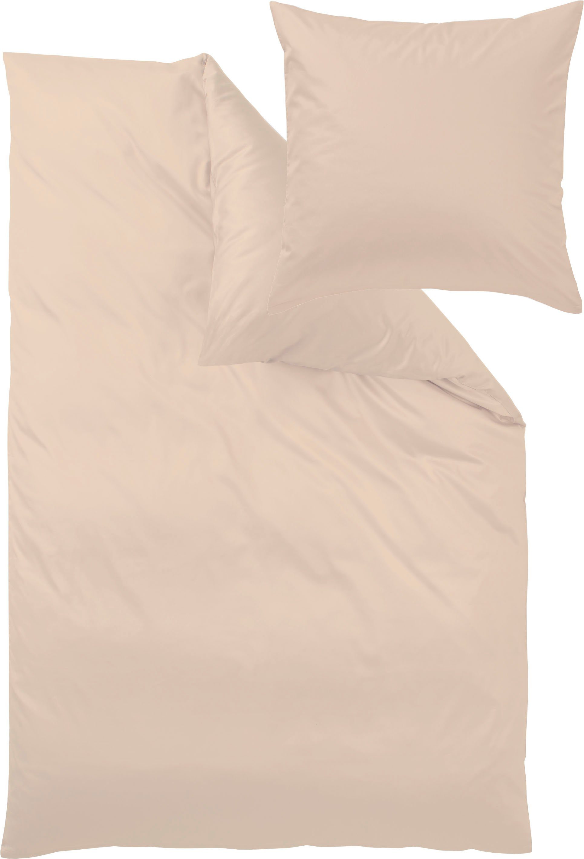 Curt Bauer Beddengoed Uni-mako-satijnen overtrekset, Öko-TEX en Made in Green gecertificeerd dekbedovertrekken maat 1x 135x200 cm beige