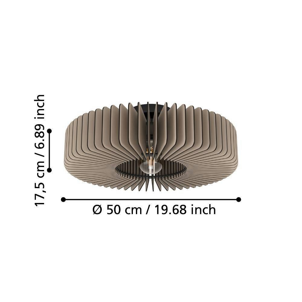 EGLO Plafondlamp PALOMBAIA Plafondlamp, hout in grijs, plafondlamp met E27 fitting, Ø 50 cm (1 stuk)