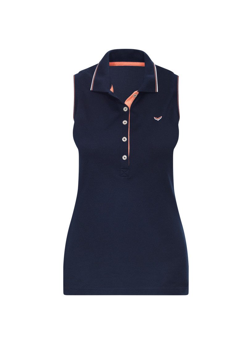 Trigema Shirttop TRIGEMA mouwloze poloshirt met contrasterende accenten (1-delig)