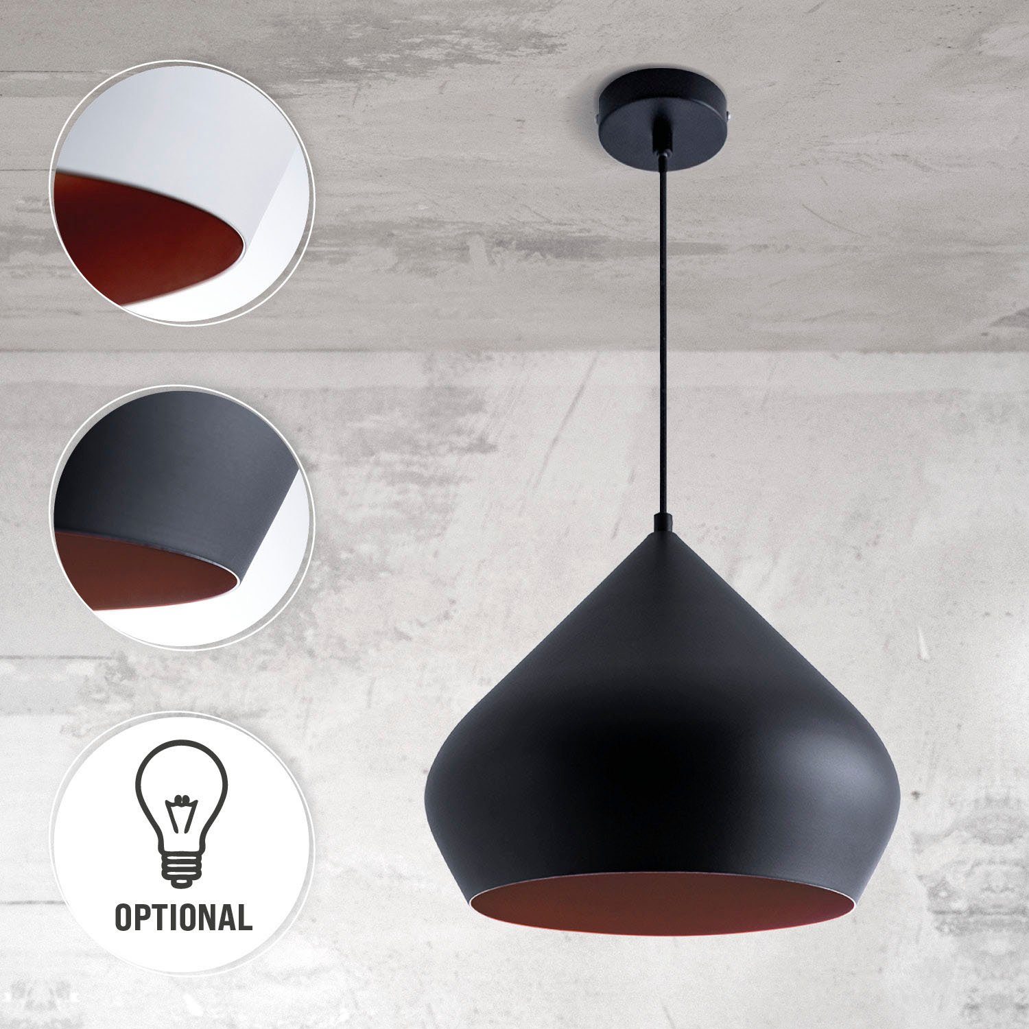 Paco Home Hanglamp Alex Keukenlamp hanglamp eetkamer Eettafellamp Industrial Ø38cm