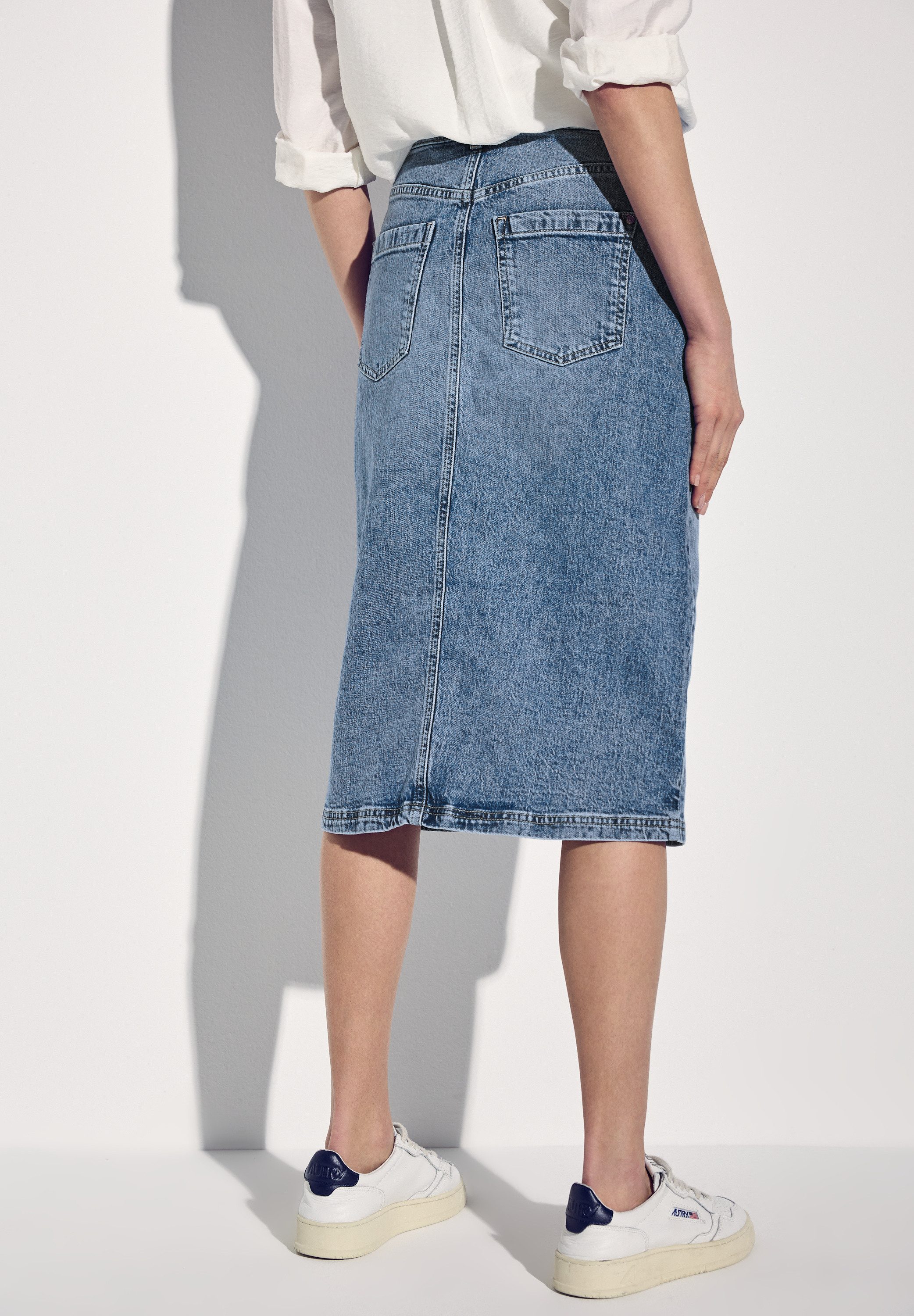STREET ONE Jeans rok met splitje voor