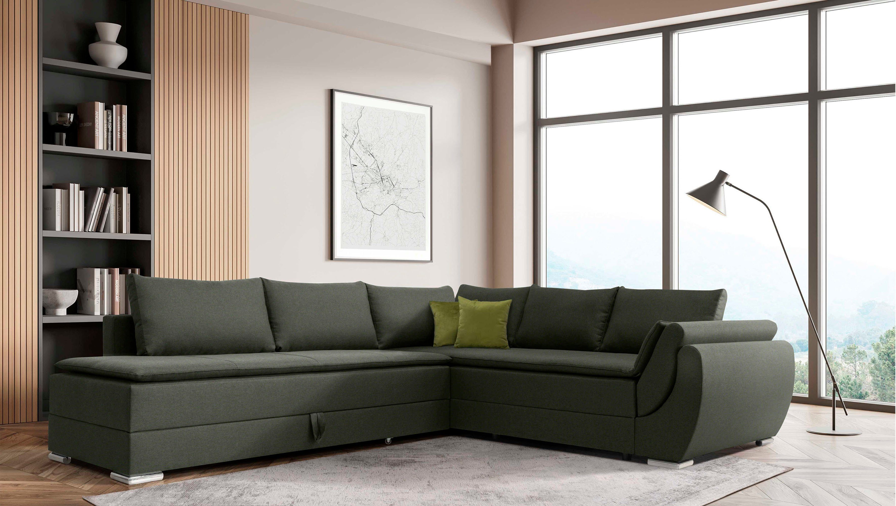 INOSIGN Hoekbank Göteborg met boxspring-slaapfunctie en bedkist, bedfunctie, topmatras