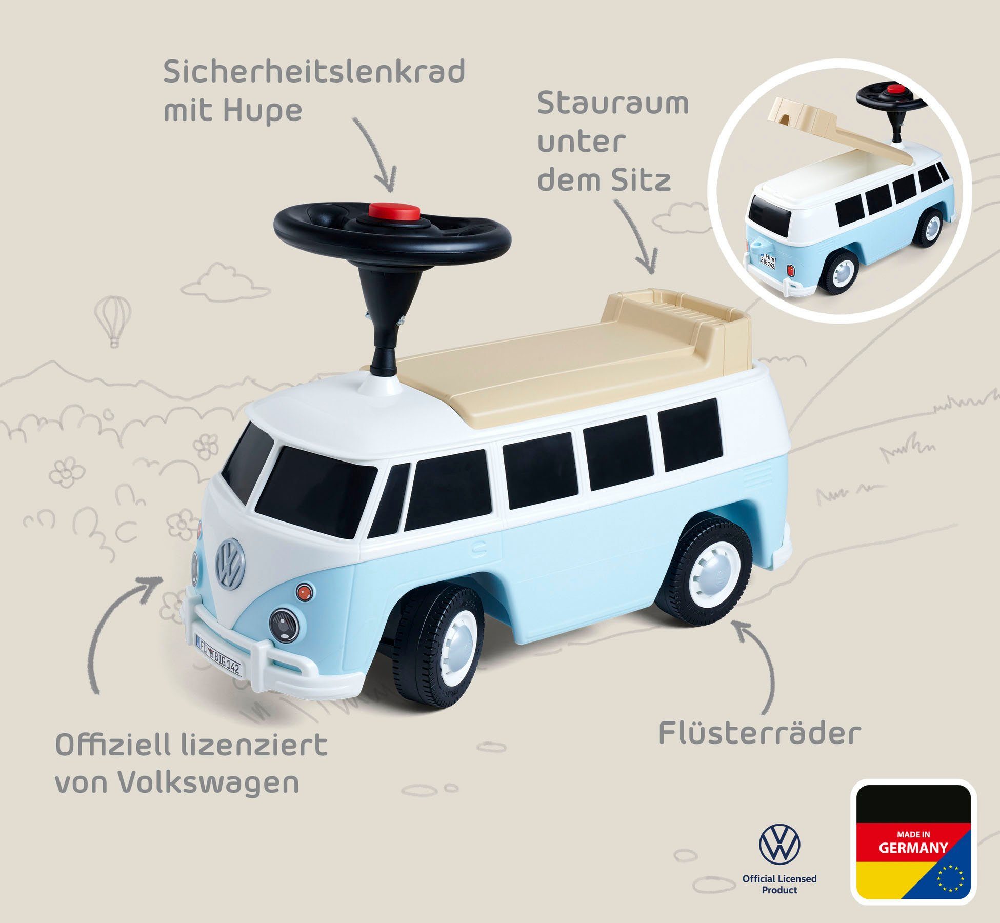 BIG Loopauto Baby VW T1 Made in Germany