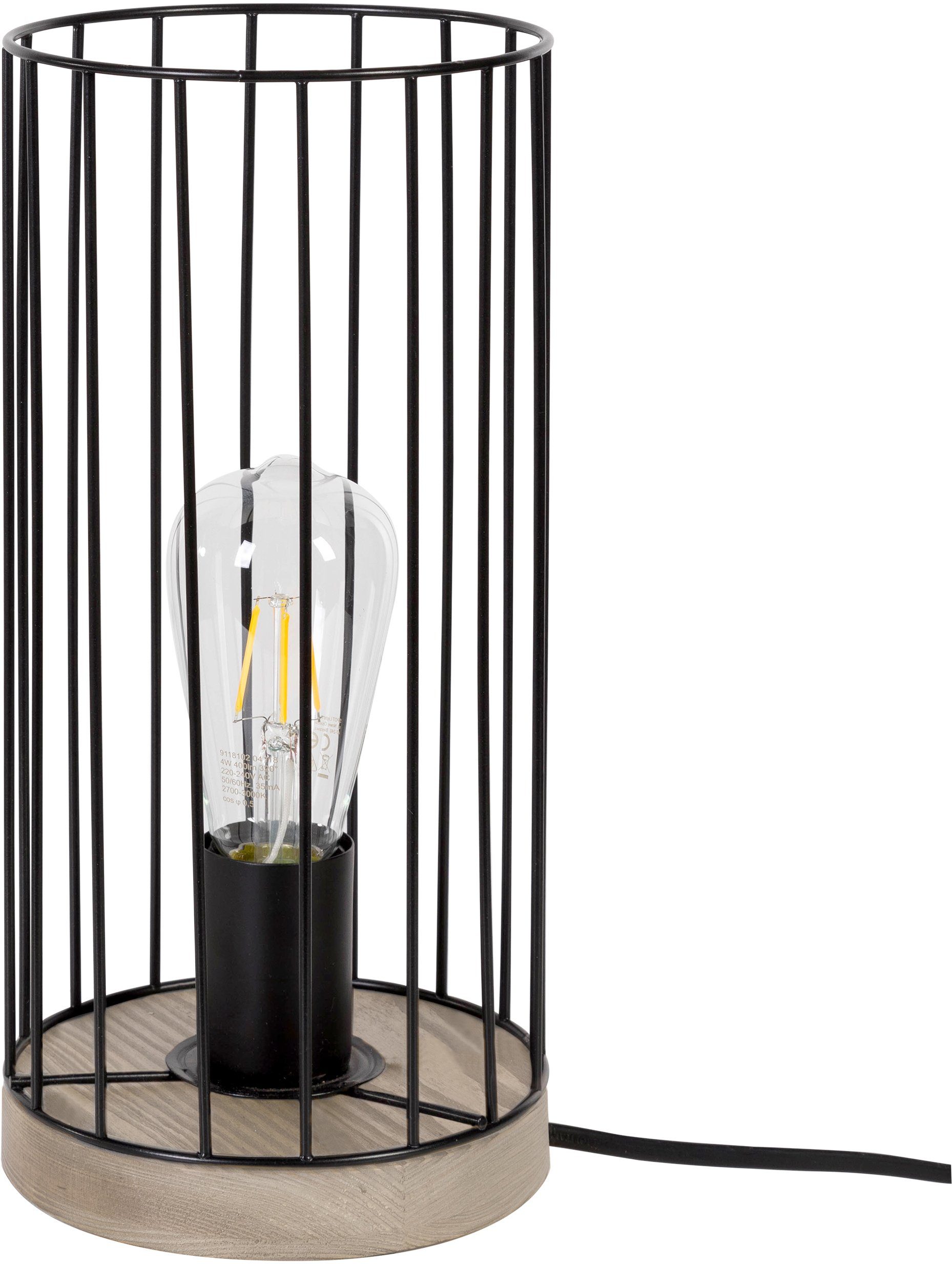 BRITOP LIGHTING Tafellamp Swan Decoratieve lamp van grenenhout, FSC®-gecertificeerd, met draadkap, bijpassende LM E27 / exclusief, Made in Europe (1 stuk)