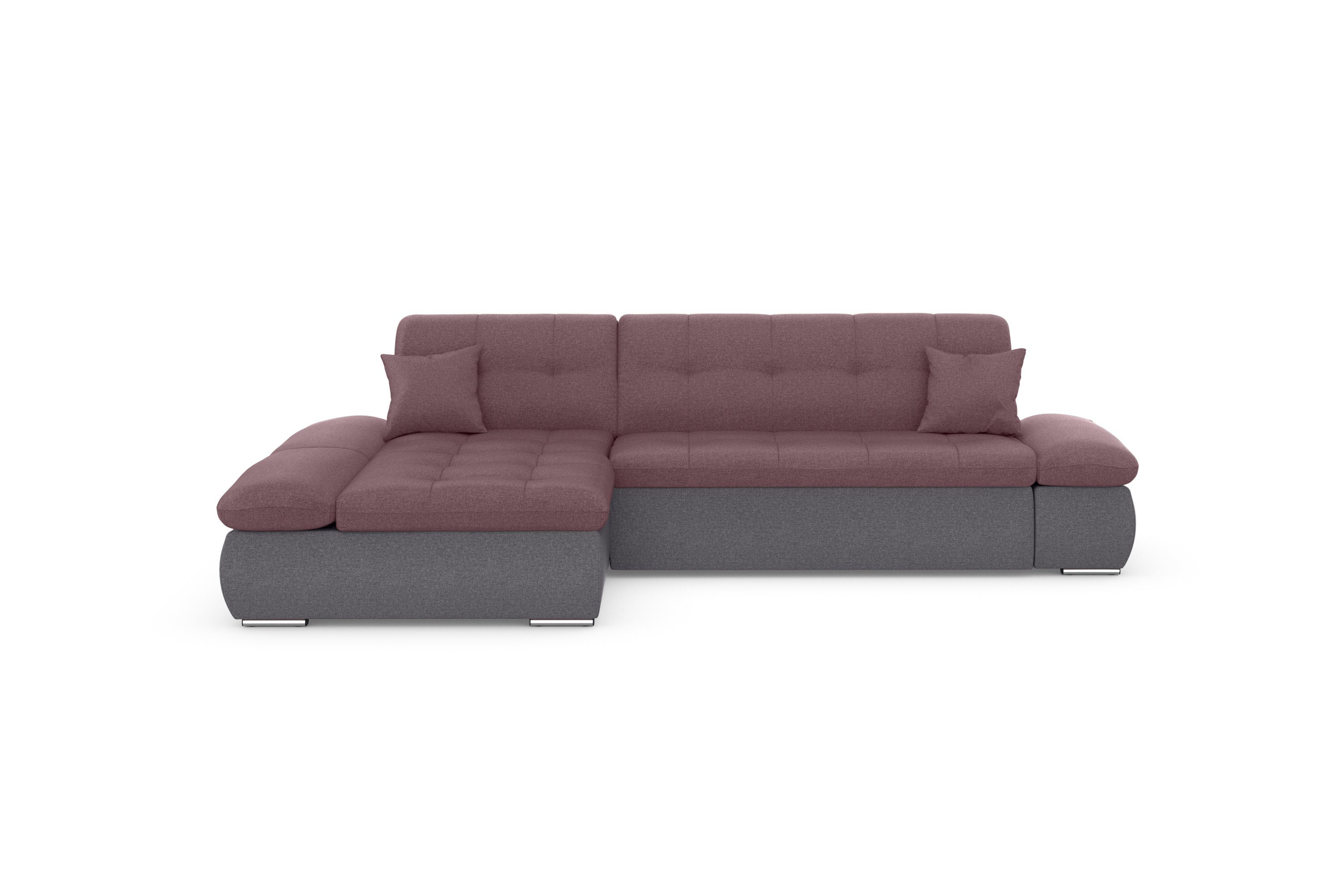 DOMO collection Hoekbank Moric, L-vorm, XXL-bank - Breedte 300cm keuze met bedfunctie en armleuningverstelling, donkergroen