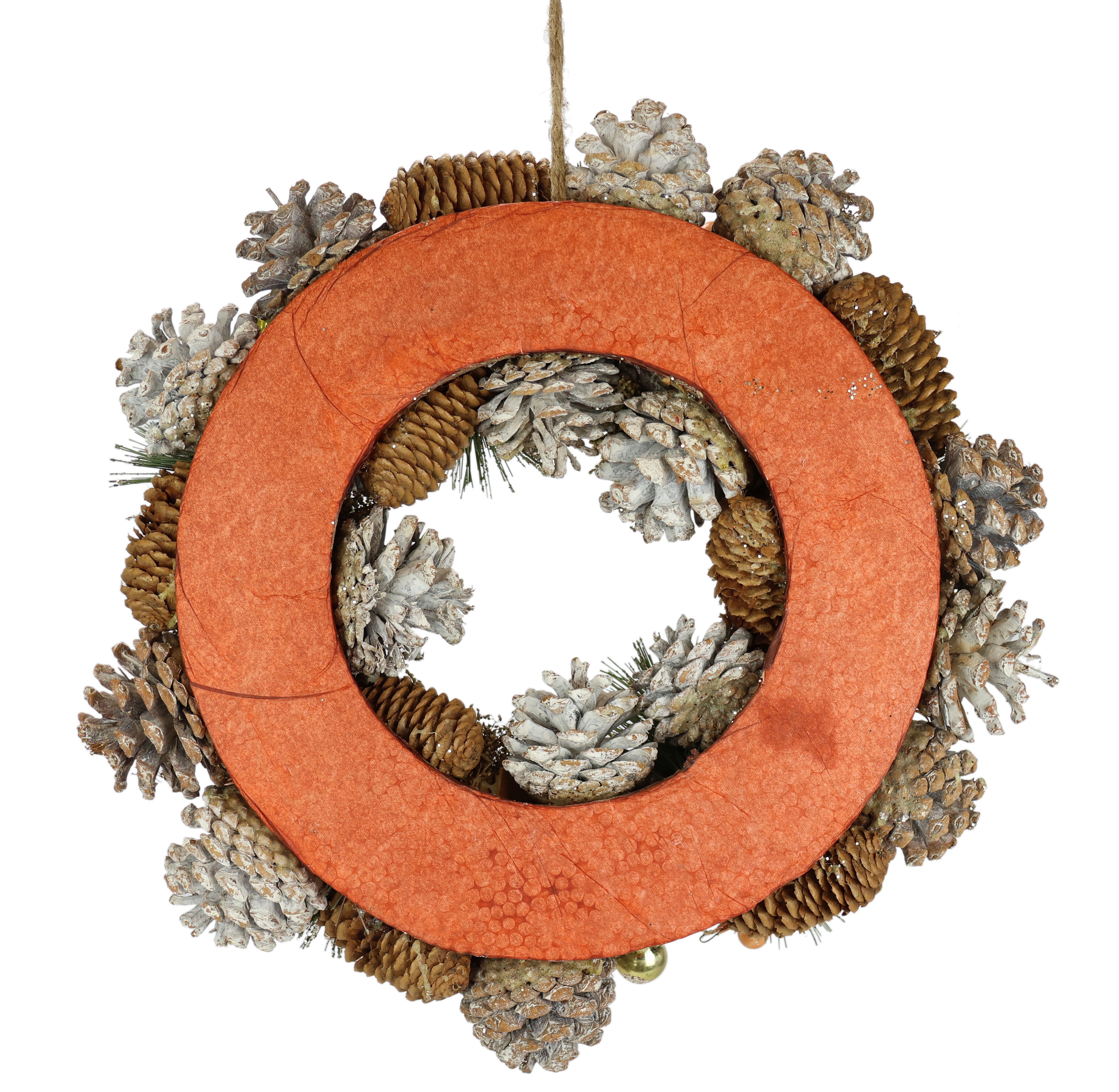 I.GE.A. Kunstkrans Natuurlijke krans kegels Met kerstballen dennen kegels bessen kerstkrans adventdecoratie (1 stuk)