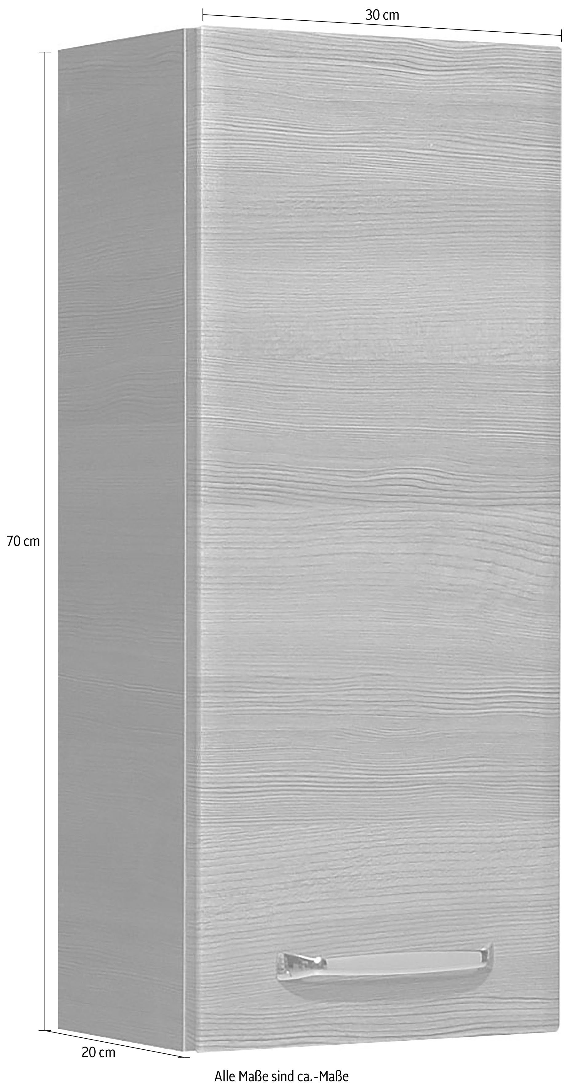 Saphir Hangend kastje Quickset wand-badkast 30 cm breed met 1 deur en 2 glazen legplanken Badkamer-hangend kastje inclusief deurdemper, grepen in glanzend chroom