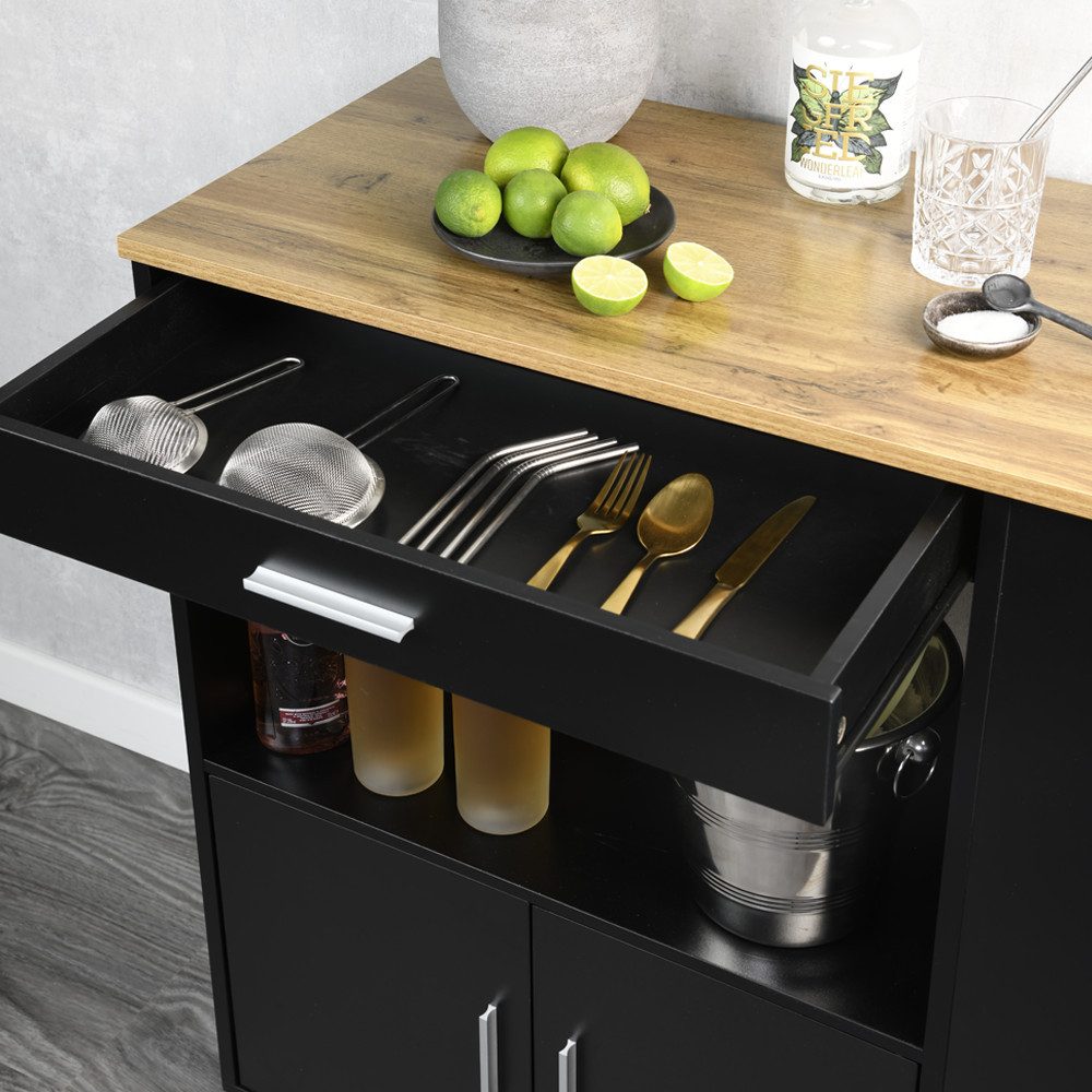 KESPER for kitchen & home Keukentrolley Servieswagen, FSC met 4 volledig beweegbare zwenkwielen