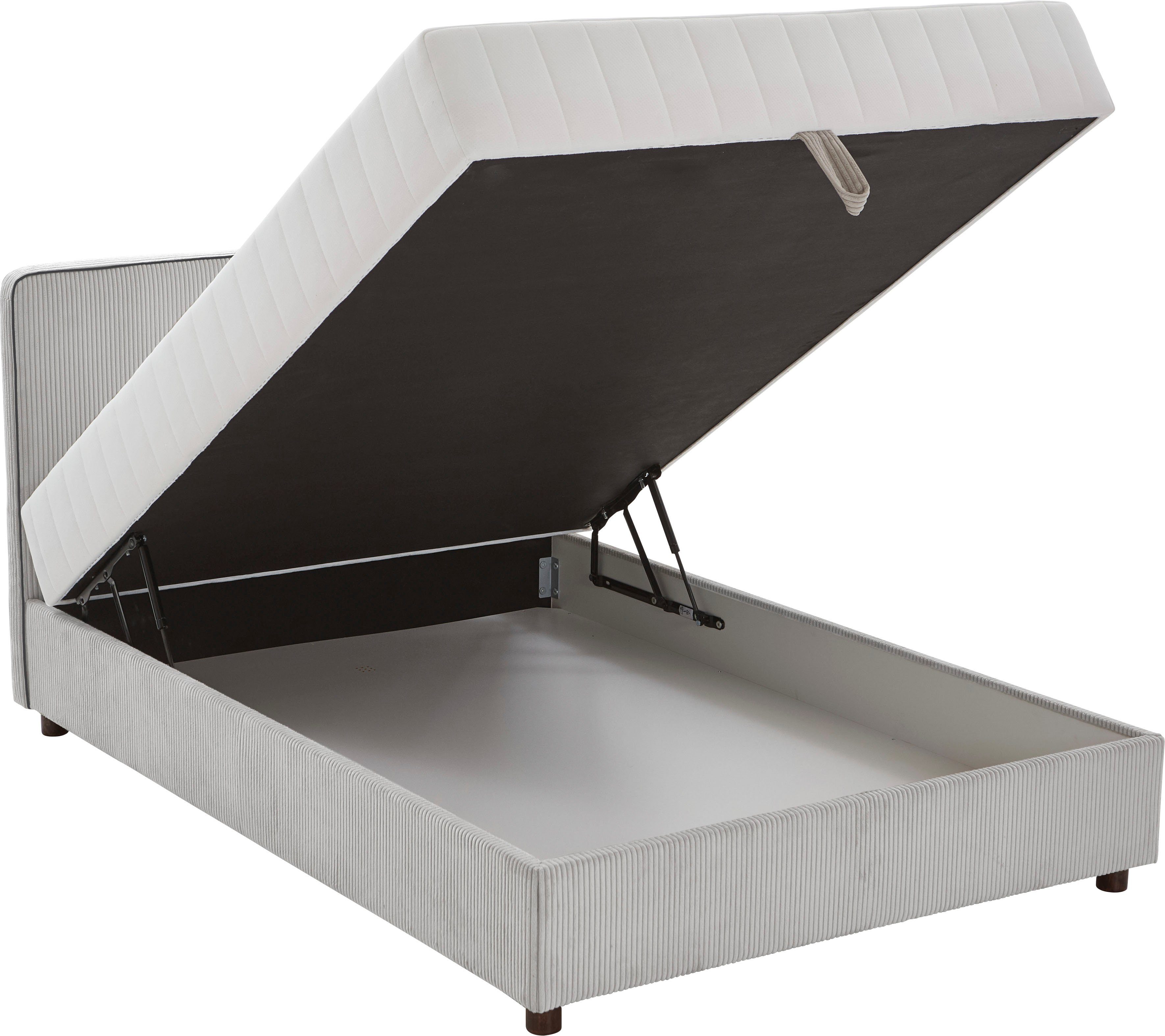 ATLANTIC home collection Bed Corinna Boxspring bed incl. opbergruimte, ribfluweel, verkrijgbaar in verschillende breedtes