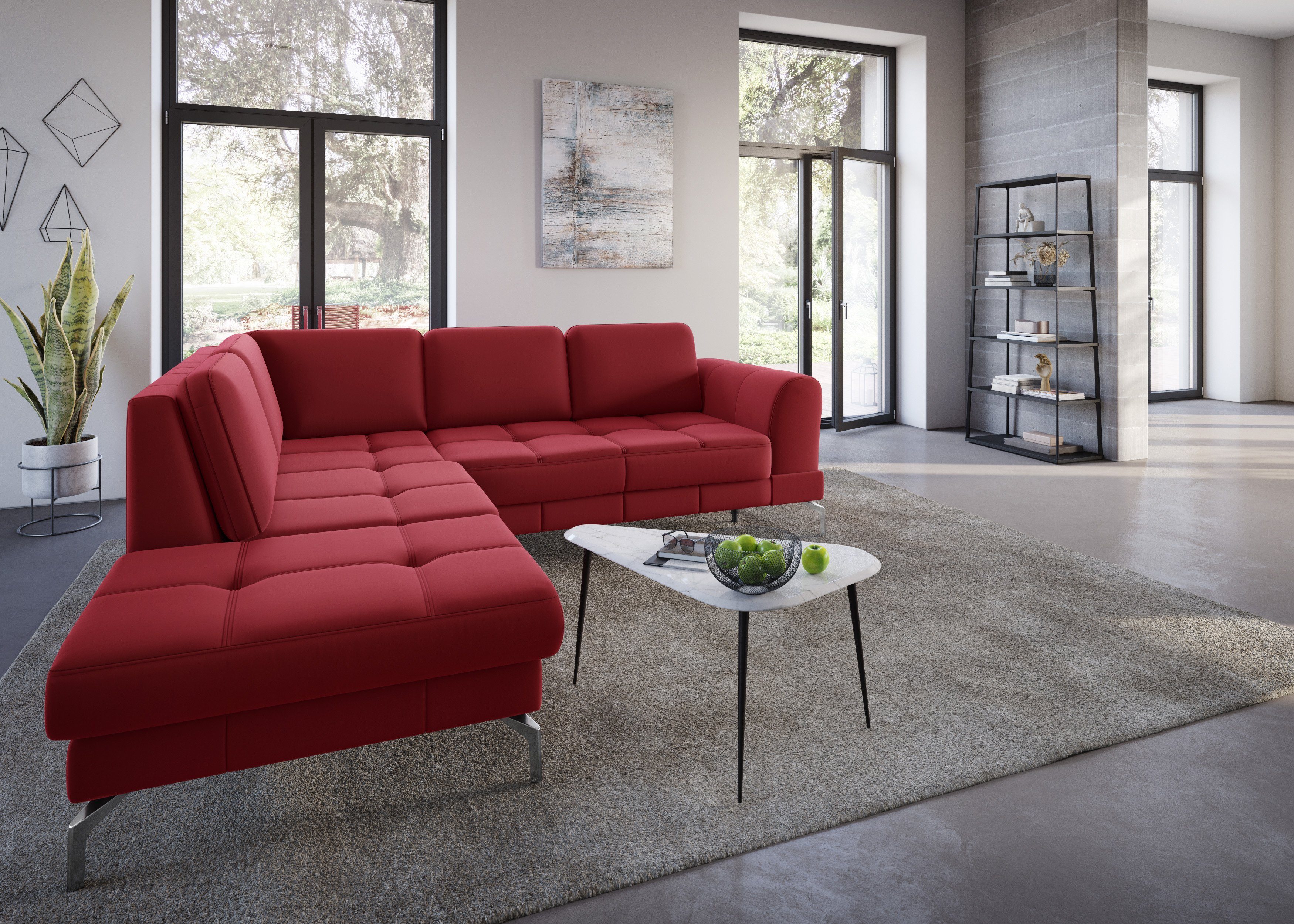 sit&more Hoekbank Bendigo L-vorm inclusief zitdiepteverstelling, bodemvrijheid 15 cm, in 2 pootkleuren