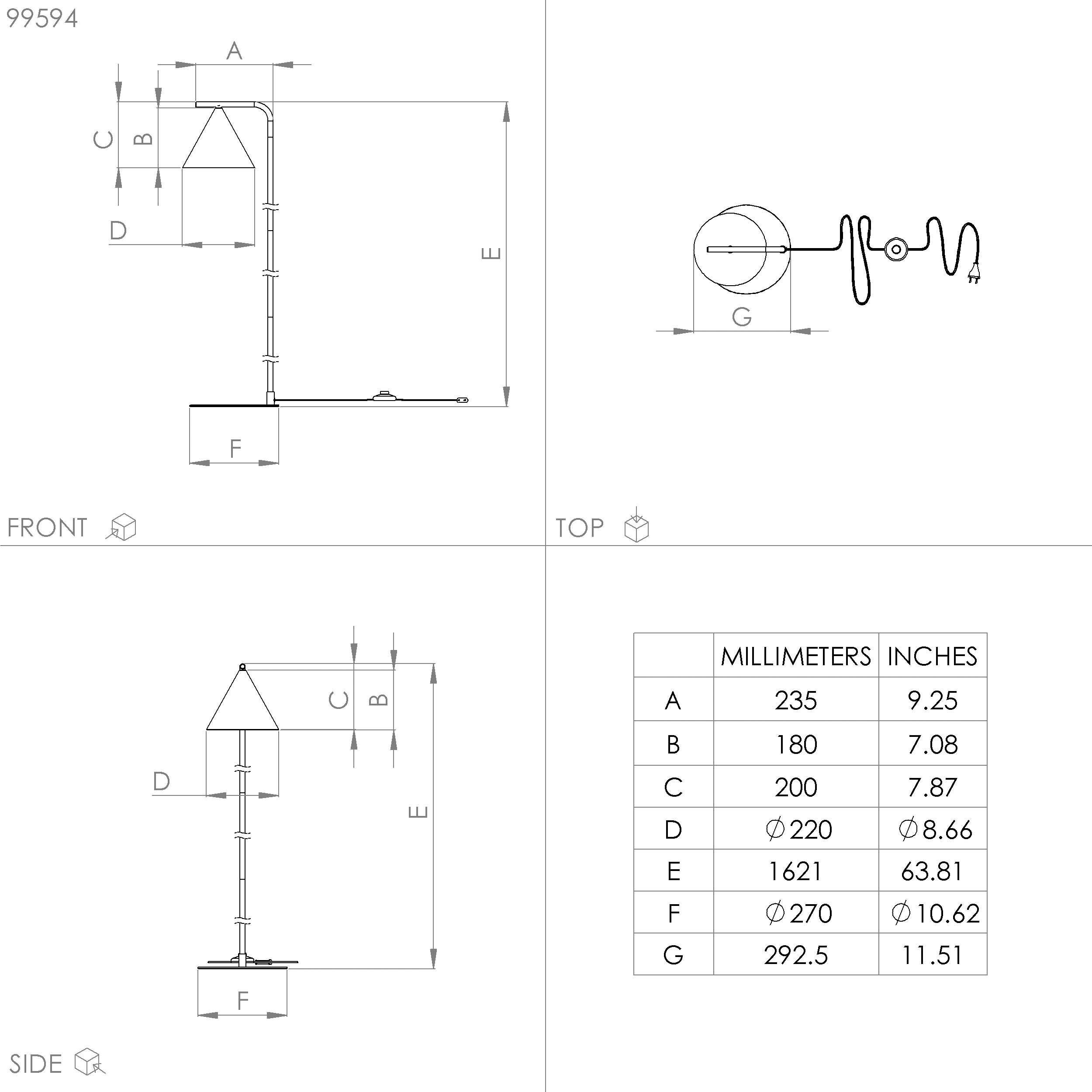 EGLO Staande lamp NARICES Vloerlamp in zwart van staal - excl. E27 - 1X40W (1 stuk)