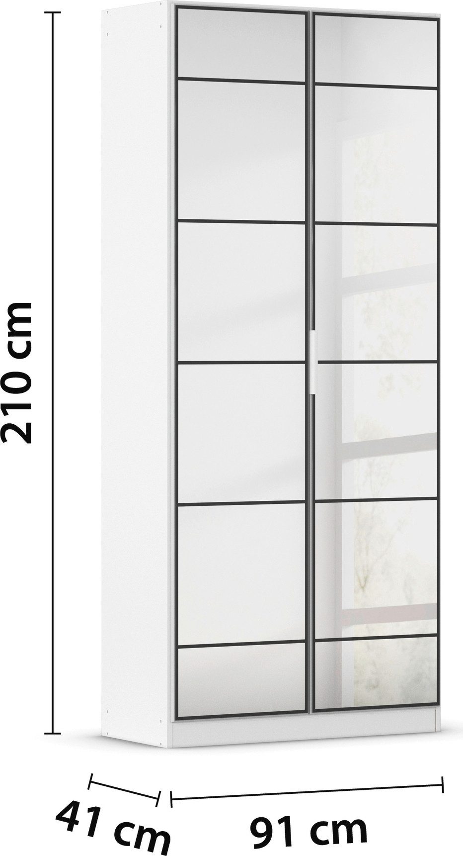 rauch Draaideurkast Kledingkast Kast Garderobe Slaapkamerkast ACERO Spiegelfront in moderne loft-look MADE IN GERMANY