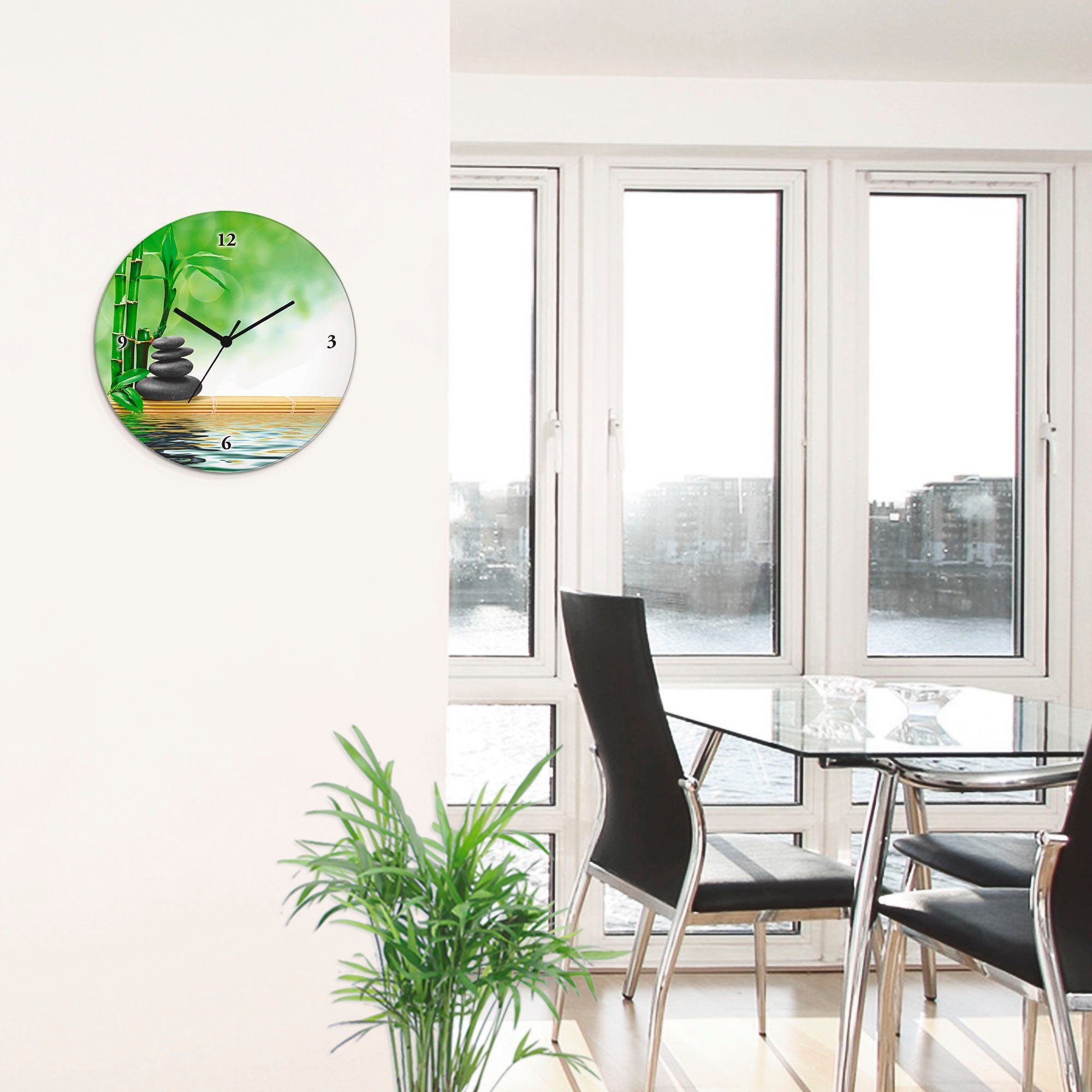 Artland Wandklok Spa concept zen basaltstenen optioneel verkrijgbaar met kwarts- of radiografisch uurwerk, geruisloos zonder tikkend geluid