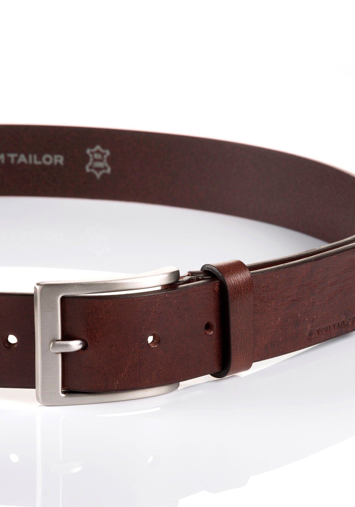 Tom Tailor Leren riem TTJADEN 3,5 cm brede herenriem, ideaal voor jeans tot maat 120