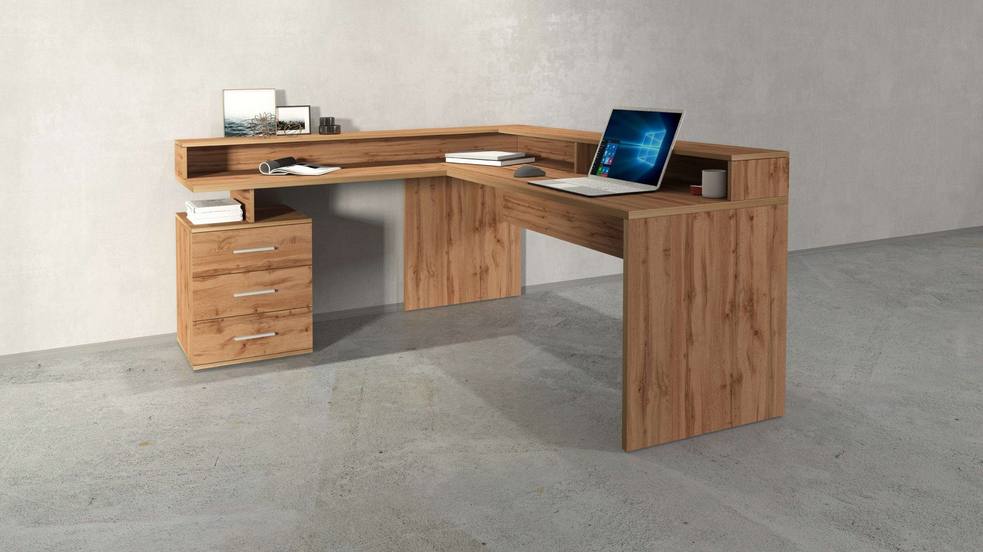 INOSIGN Hoekbureau New Selina Bureau, lades, met of zonder monitorsteun, B 180/160 cm