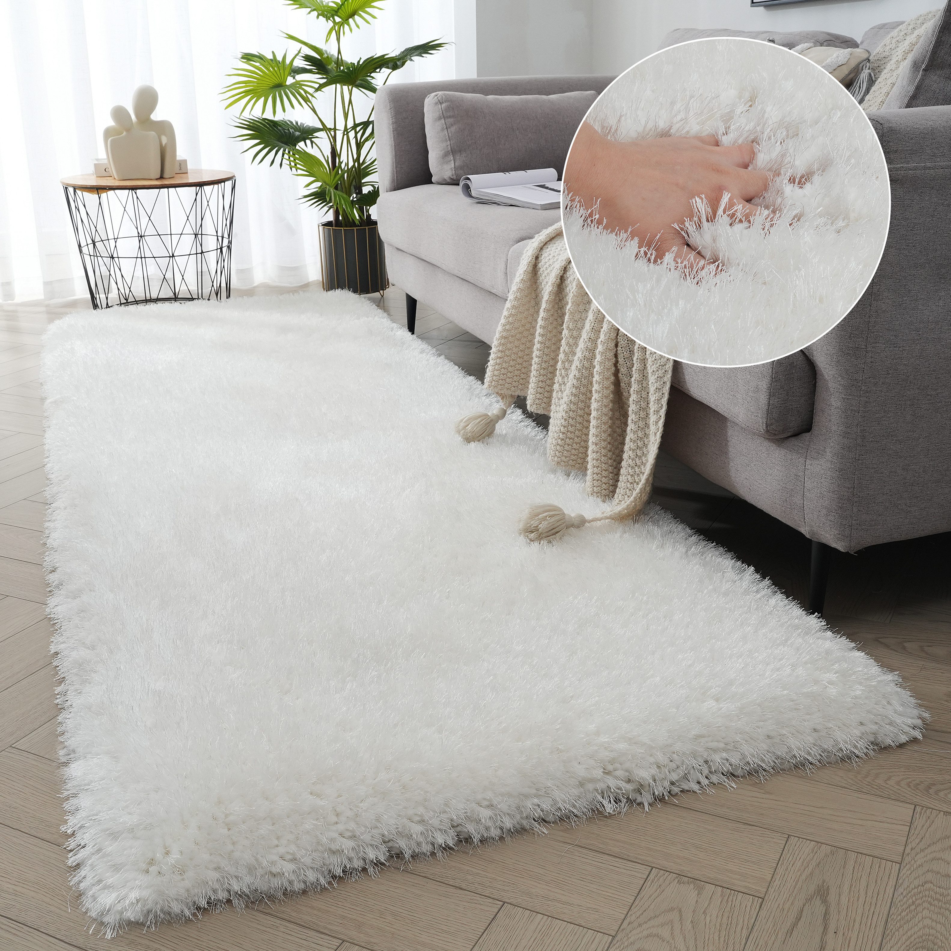 Guido Maria Kretschmer Home&Living Hoogpolige loper Micro exclusieve tapijt, zeer hoge pool, zacht door microvezel hoogpolige vloerkleden wit
