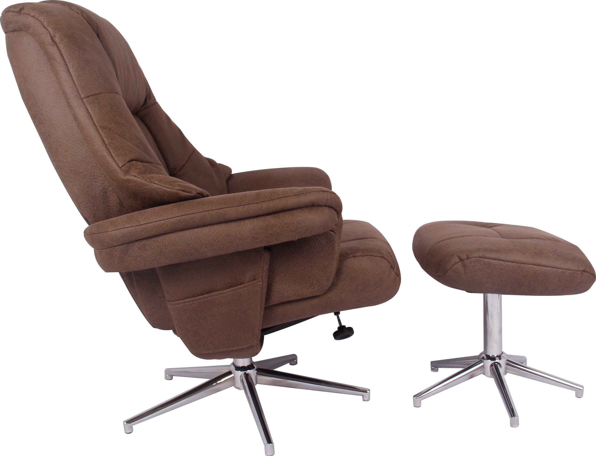 Duo Collection Relaxfauteuil BURNABY met voetenbank en relaxfunctie, 360 graden draaibaar