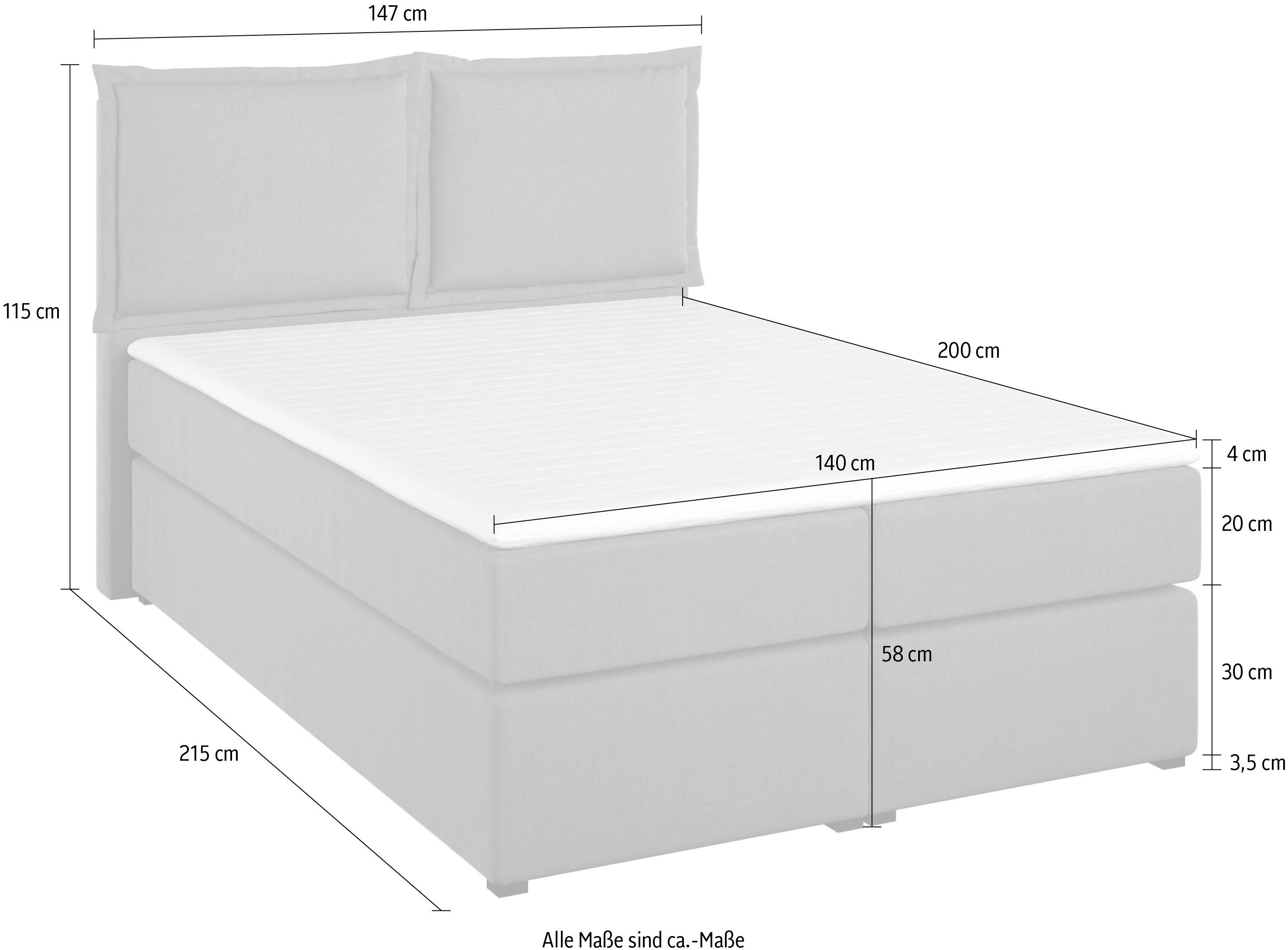 Home affaire Boxspring Lysann 5-voudig verstelbaar hoofdbord, in 4 breedten, 3 matrassoorten