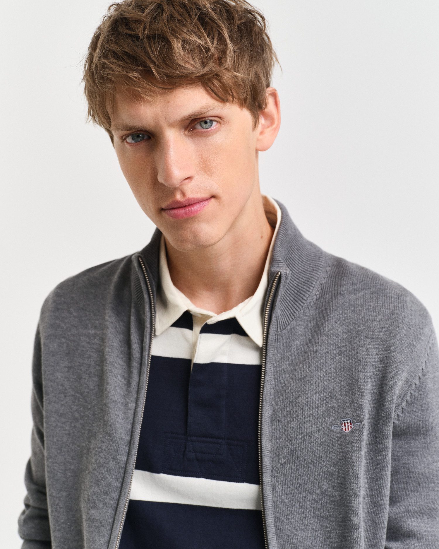 Gant Cardigan CASUAL COTTON ZIP CARDIGAN Met ribbels aan opstaande kraag, mouwen en zoom