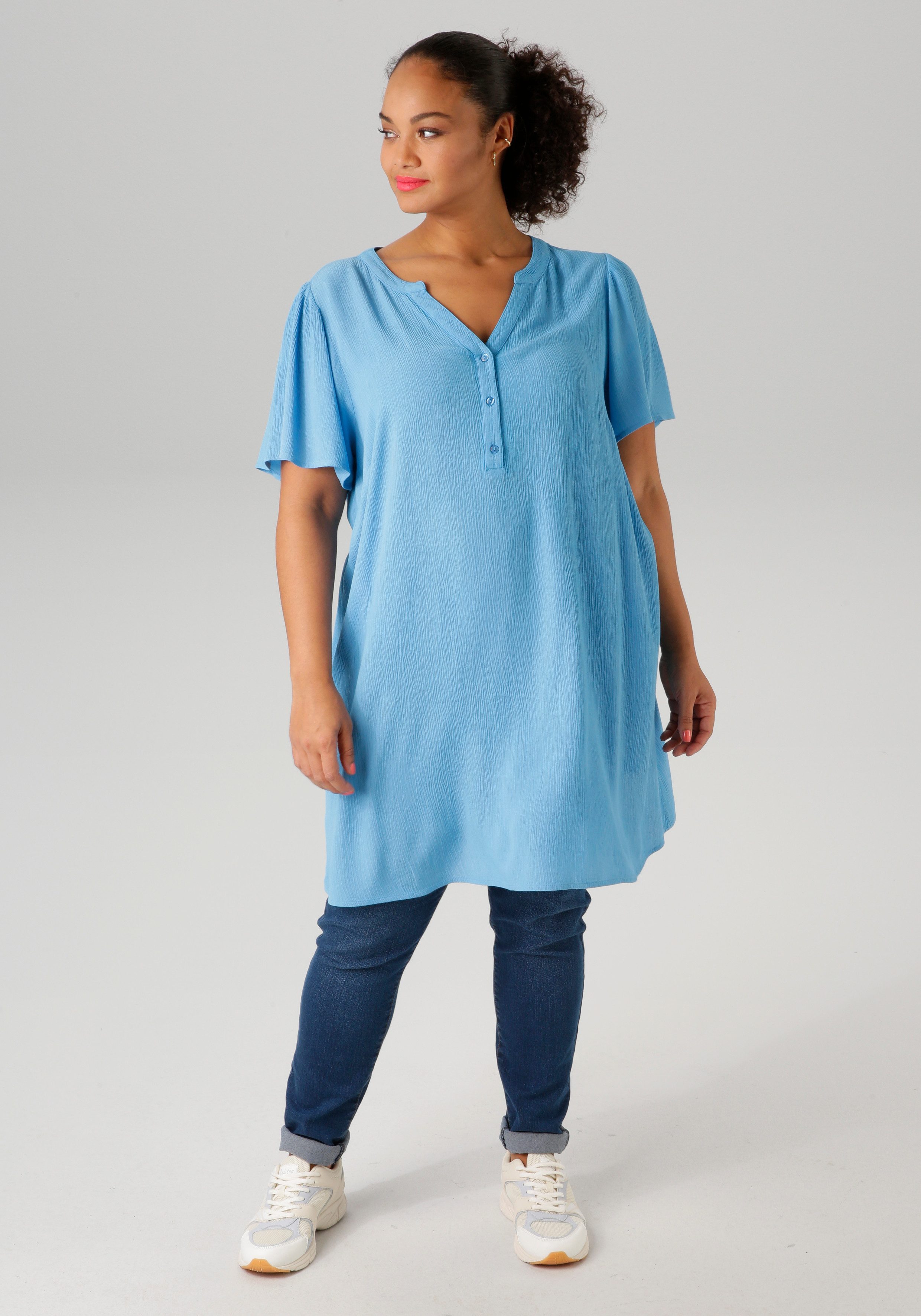Aniston PLUS Lange blouse in trendy crepe-kwaliteit