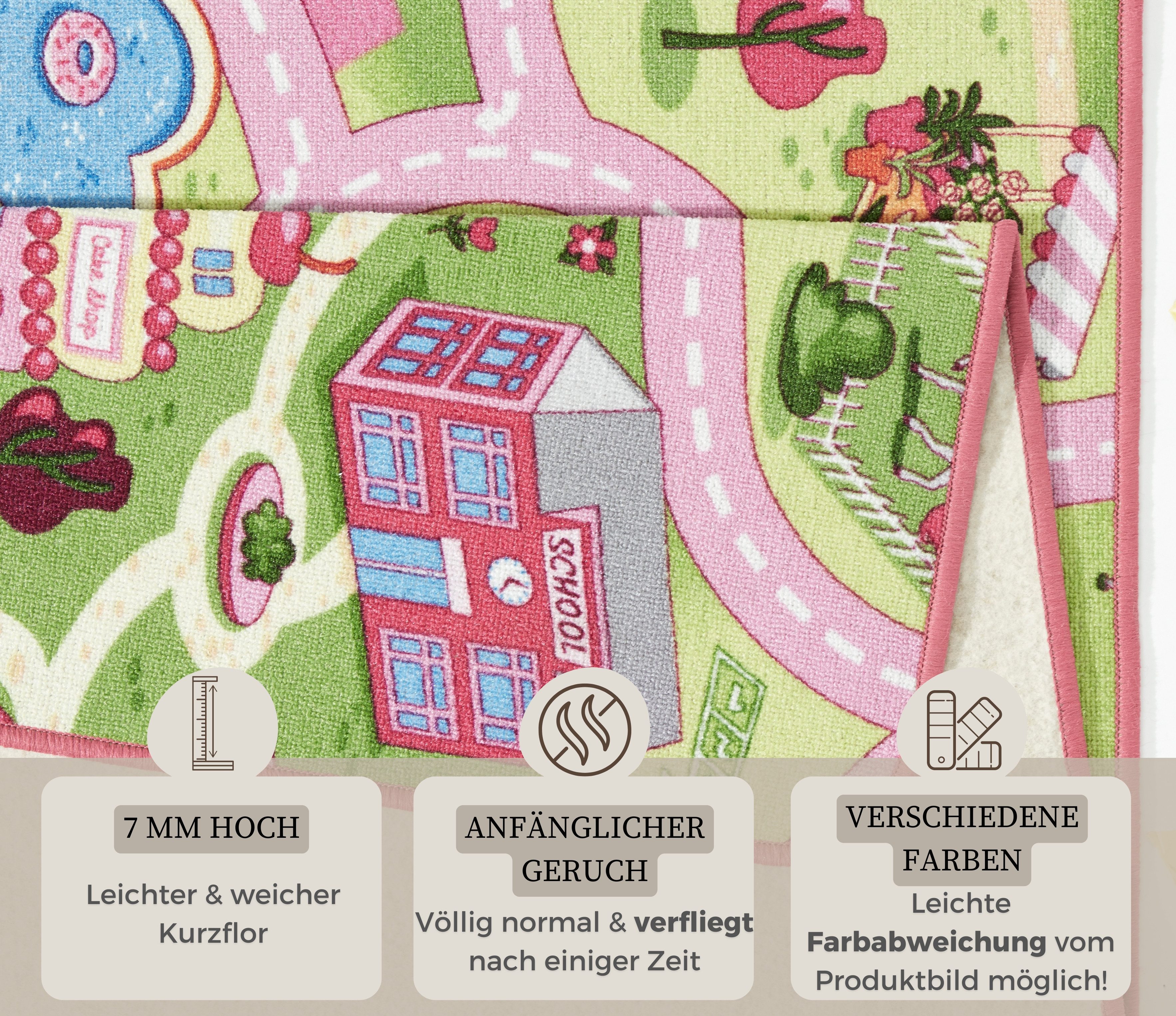 HANSE Home Kindervloerkleed Sweettown Korte pool, straten-speelkleed, speelmat, kinderkamer