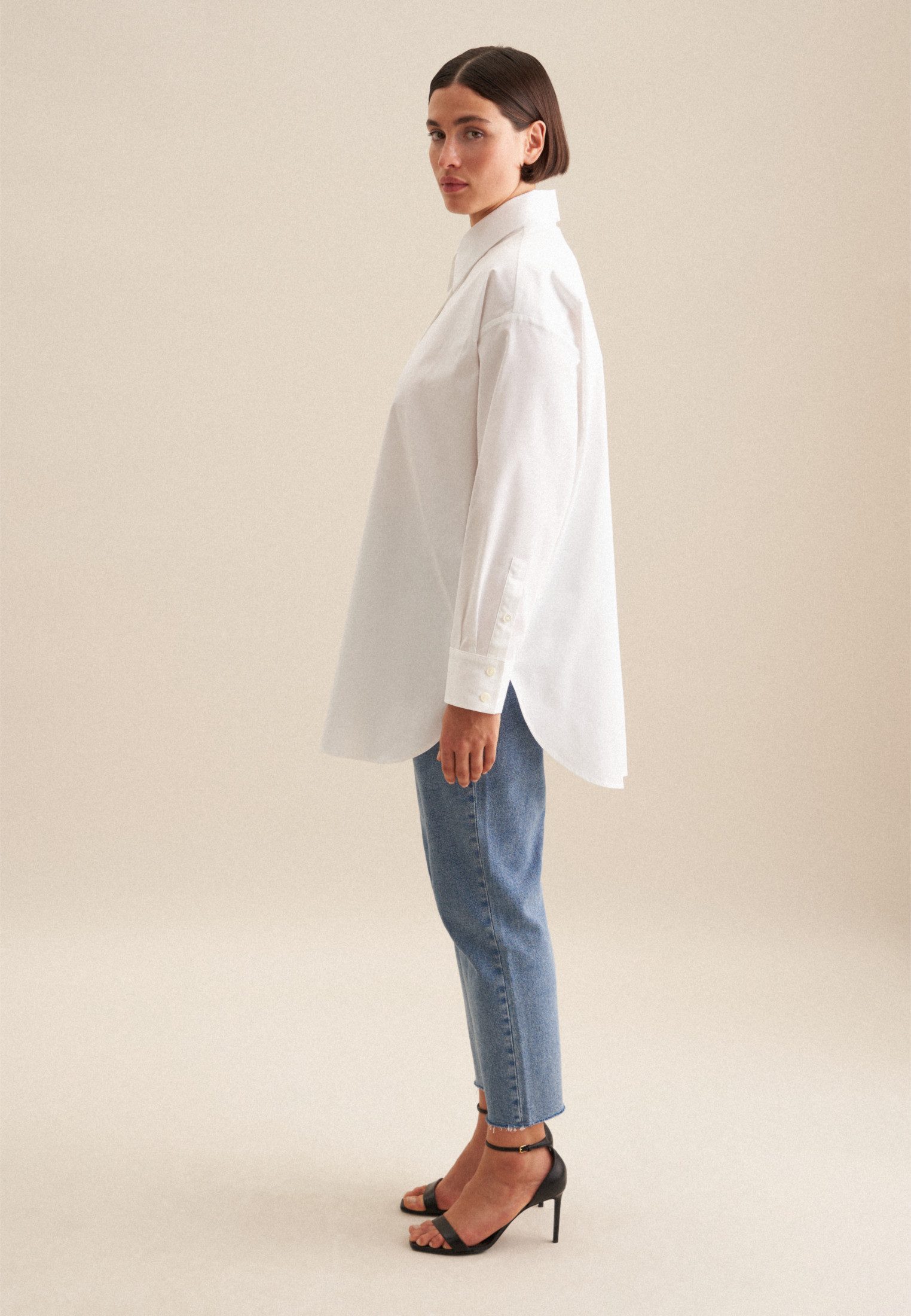 seidensticker Lange blouse Zwarte roos Lange mouwen kraag uni