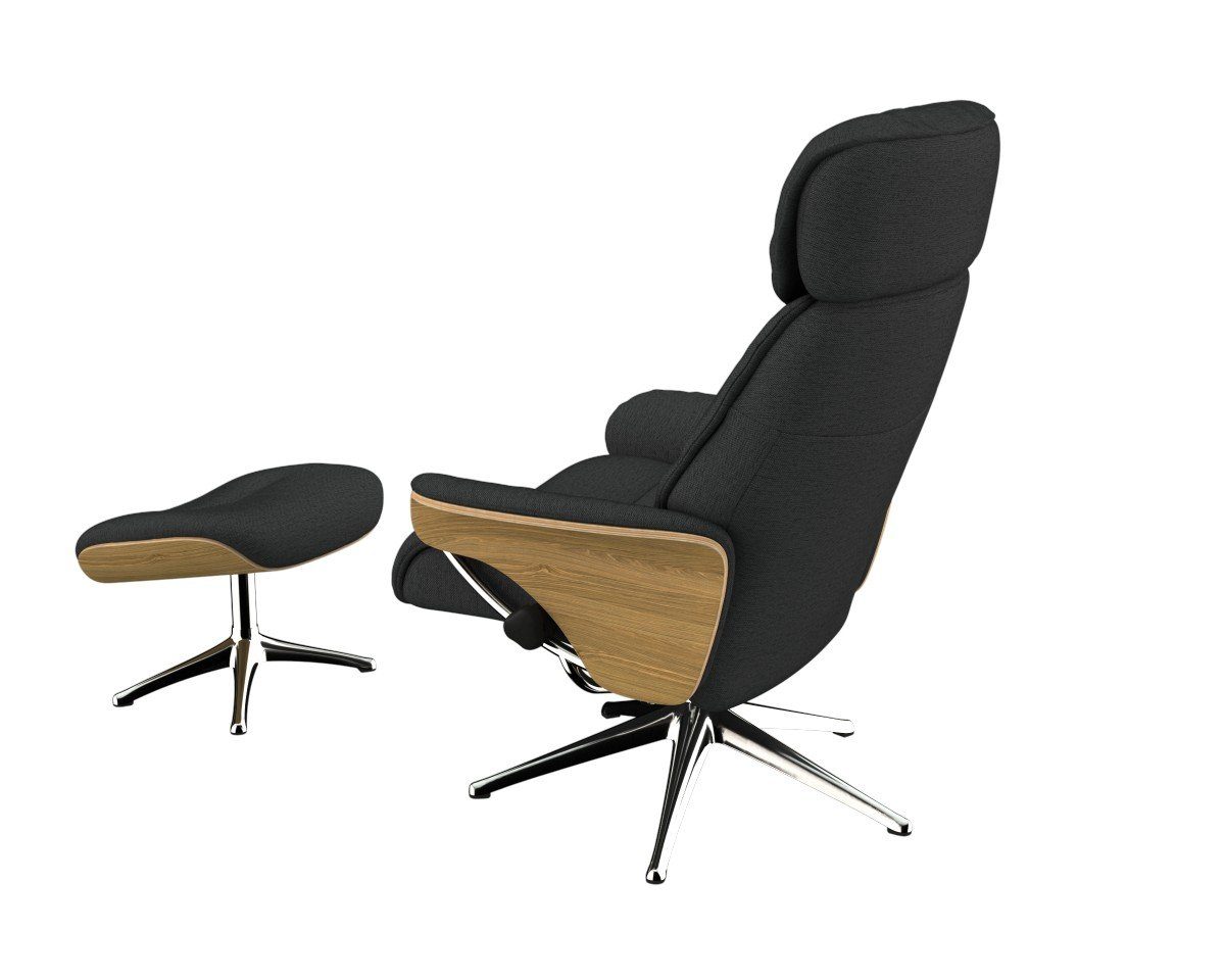 FLEXLUX Relaxfauteuil Aarhus, functionele stoel, gestoffeerde stoel, armleuning, TV-fauteuil, Relaxfunctie & hoofd- en rugverstelling, armleuning eiken, voet aluminium