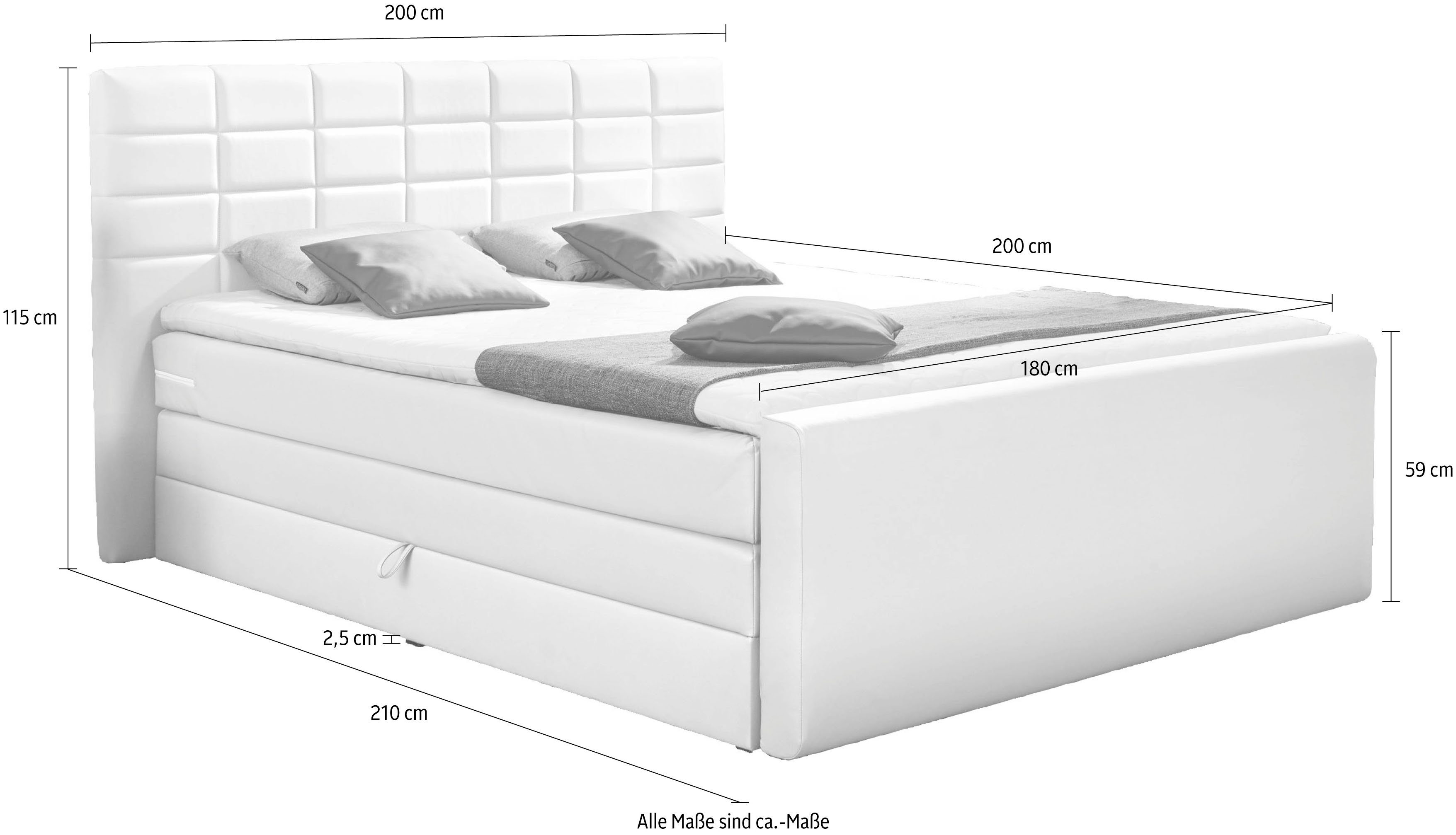INOSIGN Boxspring Lethbridge incl. bedbox en matrastopper, twee matrastypes in h2