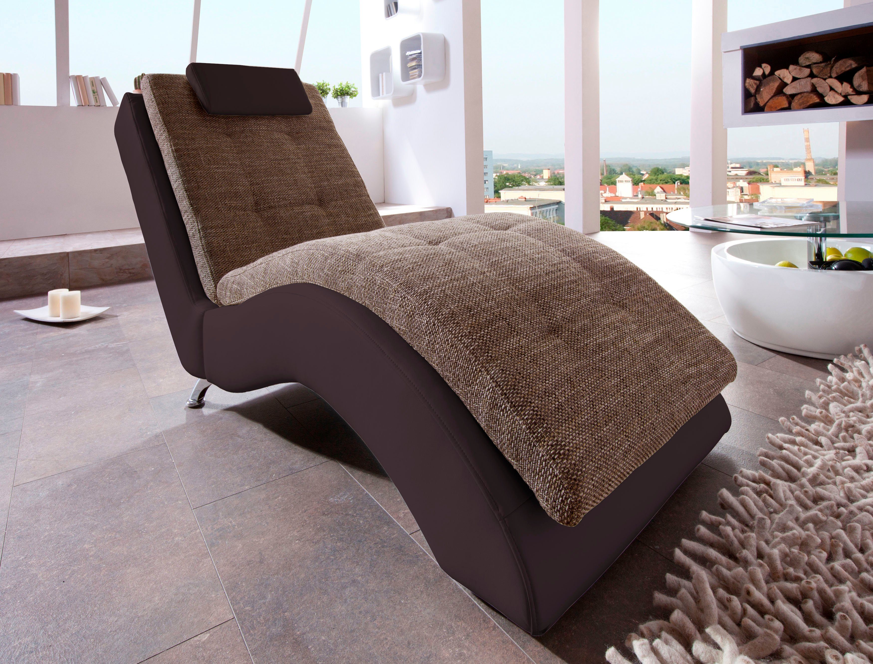 Home affaire Relaxstoel Vengo2 met hoofdkussen, matten-look op romp ligfauteuils bruin