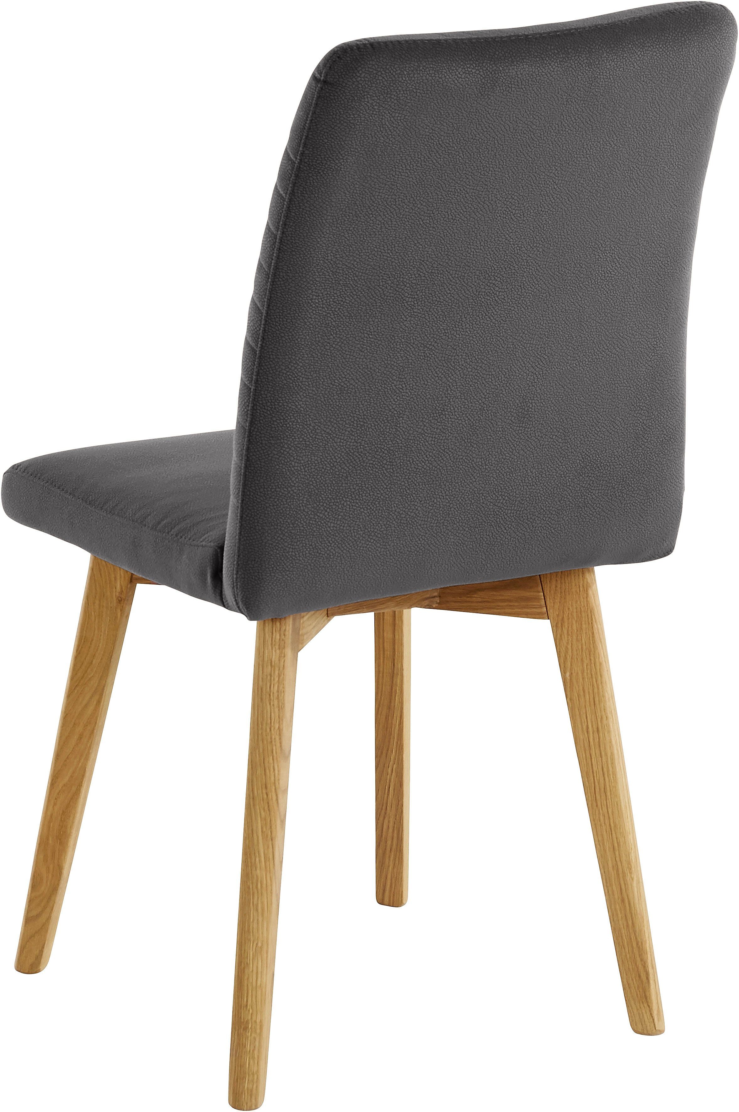 OTTO products Eetkamerstoel Alessja Bekleding van microvezel, frame van eiken massief hout (set, 2 stuks)