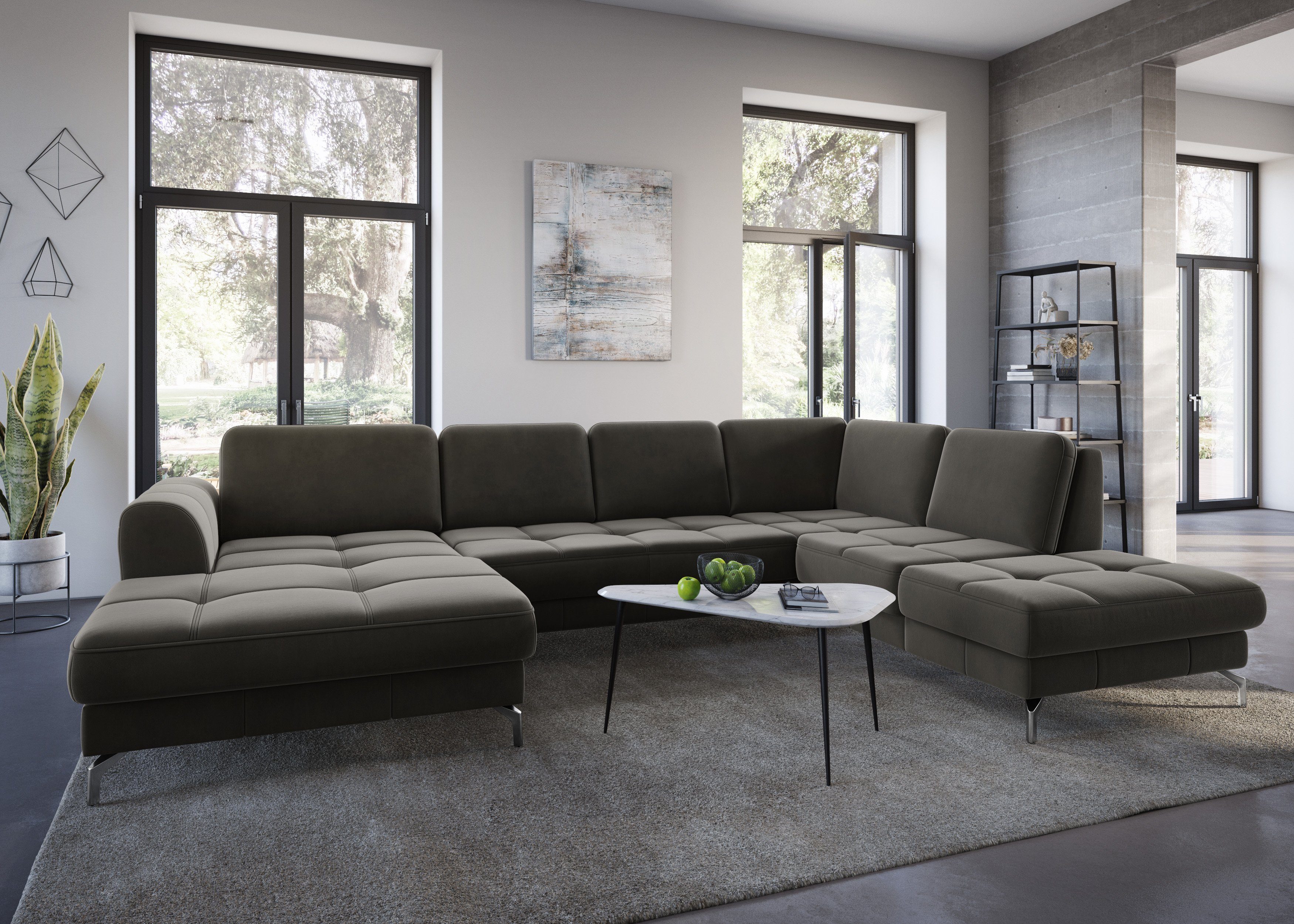 sit&more Zithoek Bendigo U-vorm inclusief zitdiepteverstelling, bodemvrijheid 12 cm, in 2 pootkleuren