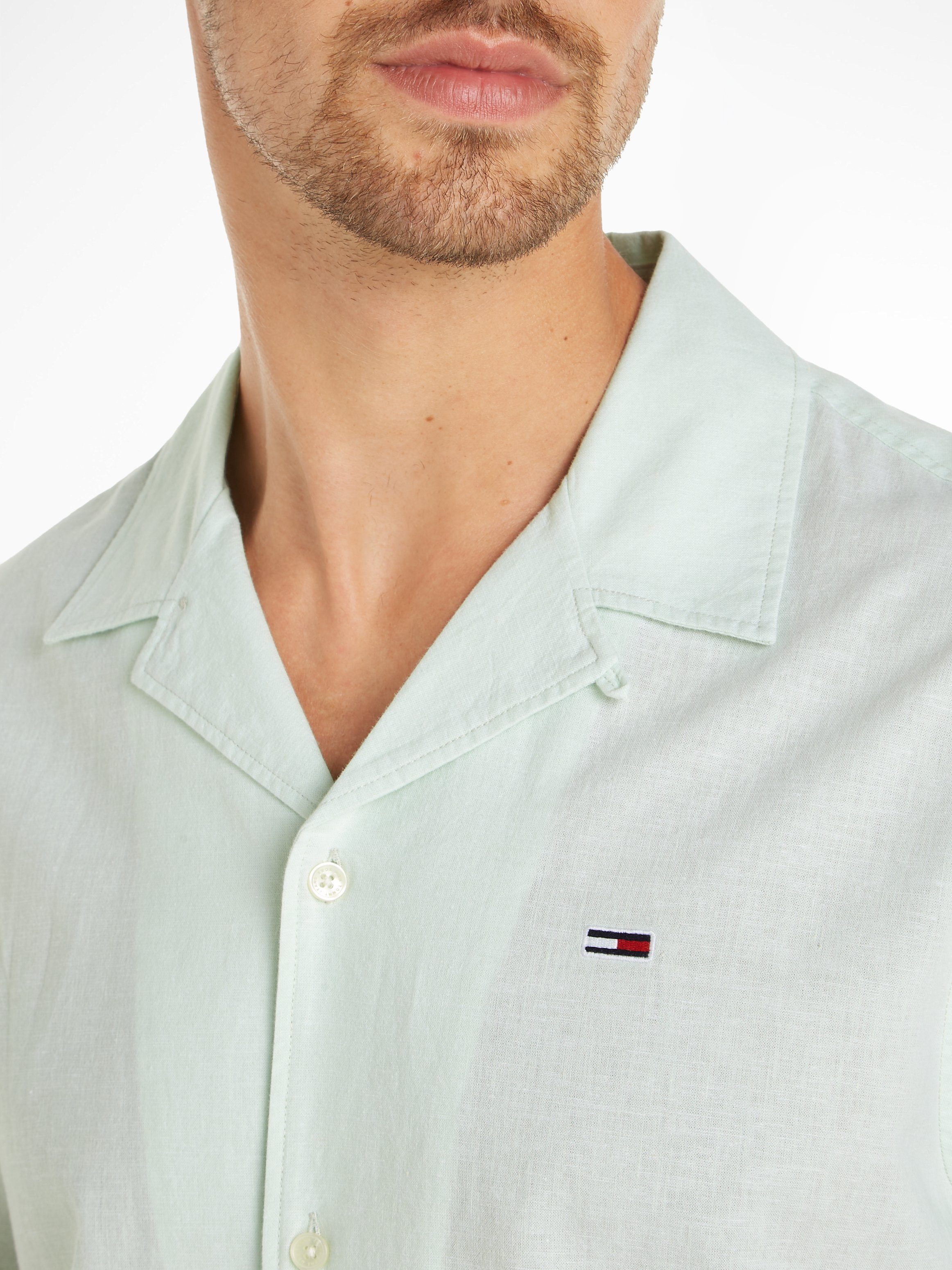 TOMMY JEANS Overhemd met korte mouwen TJM LINEN BLEND CAMP SHIRT EXT