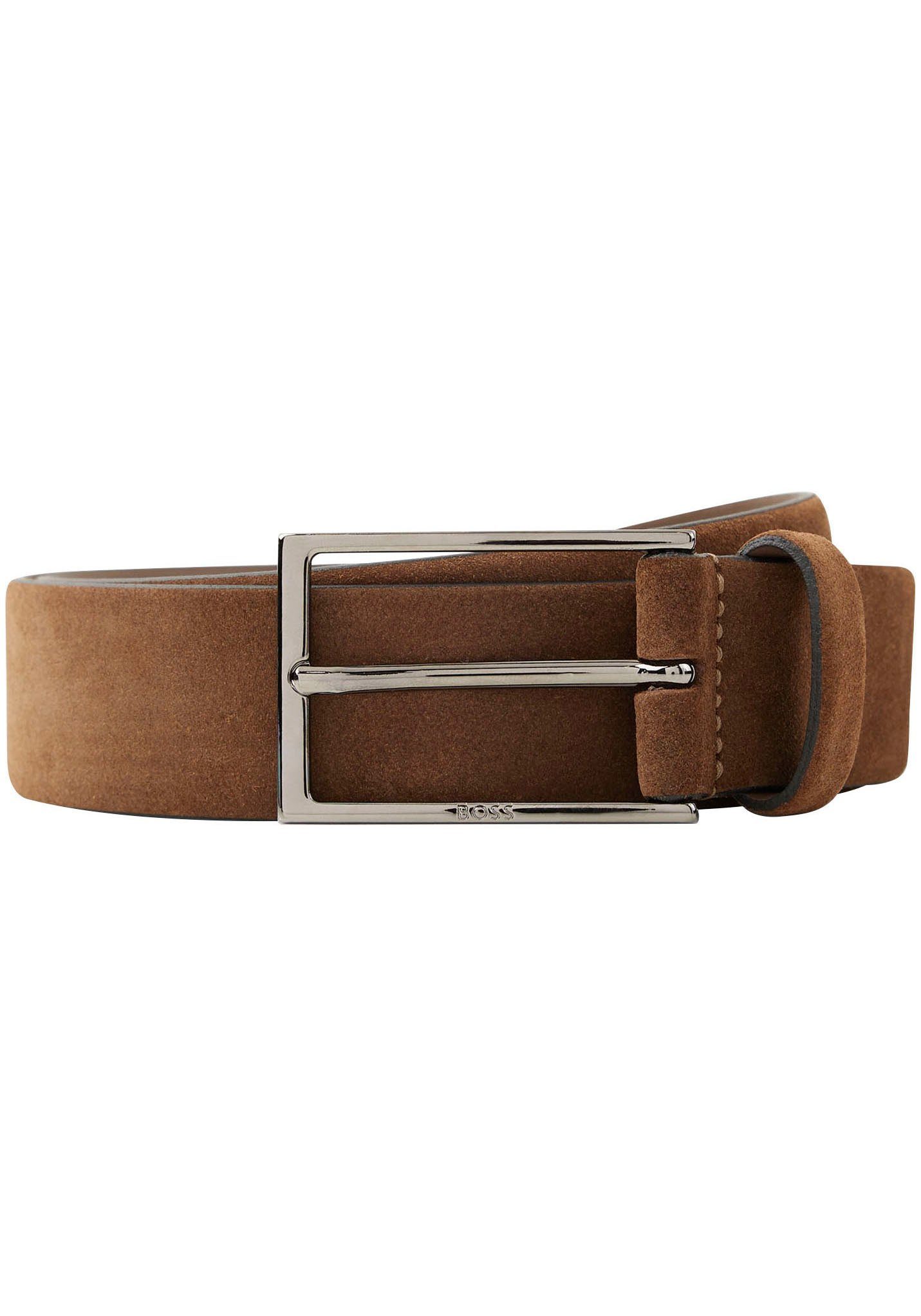 Boss Leren riem Calindo van suedeleer met metalen logo-sluiting