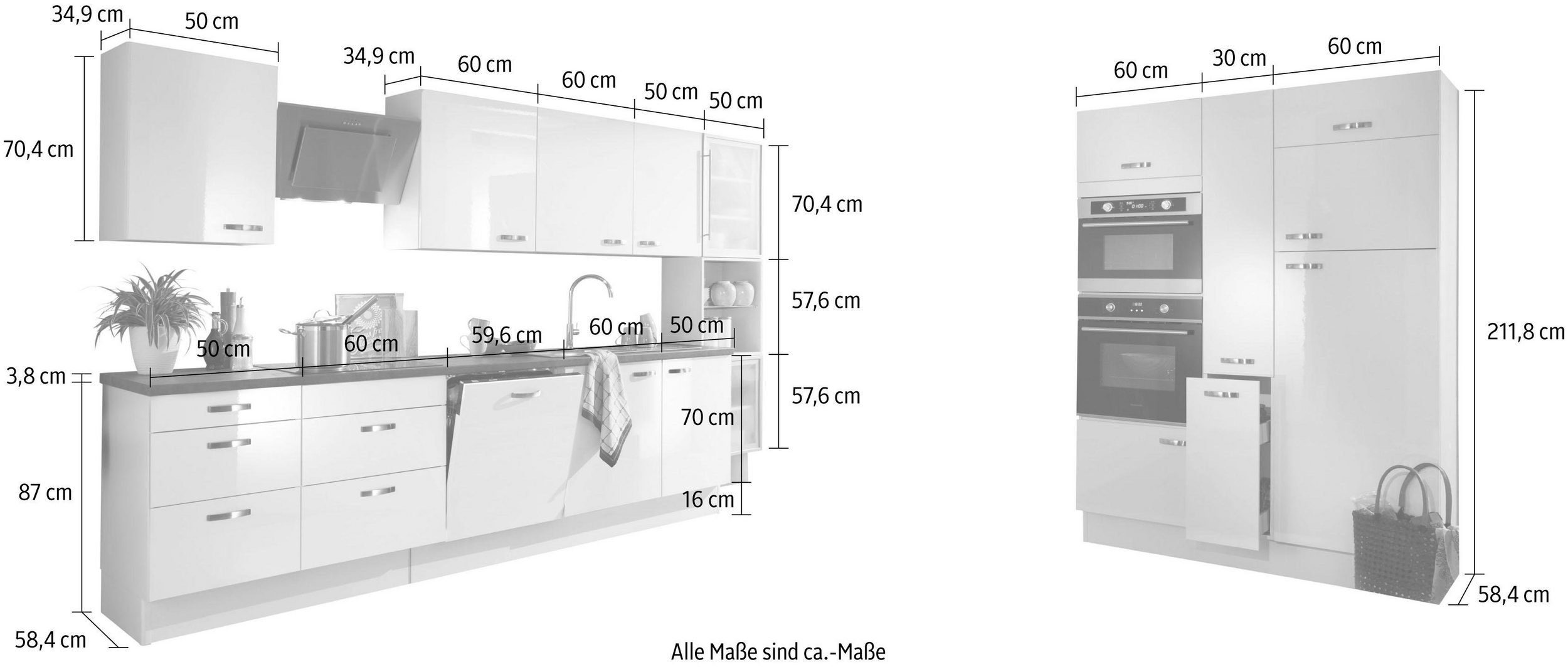 Kochstation Keukenblok KS-Cara met volledige uittrekbaarheid en soft-close functie, breedte 480 cm