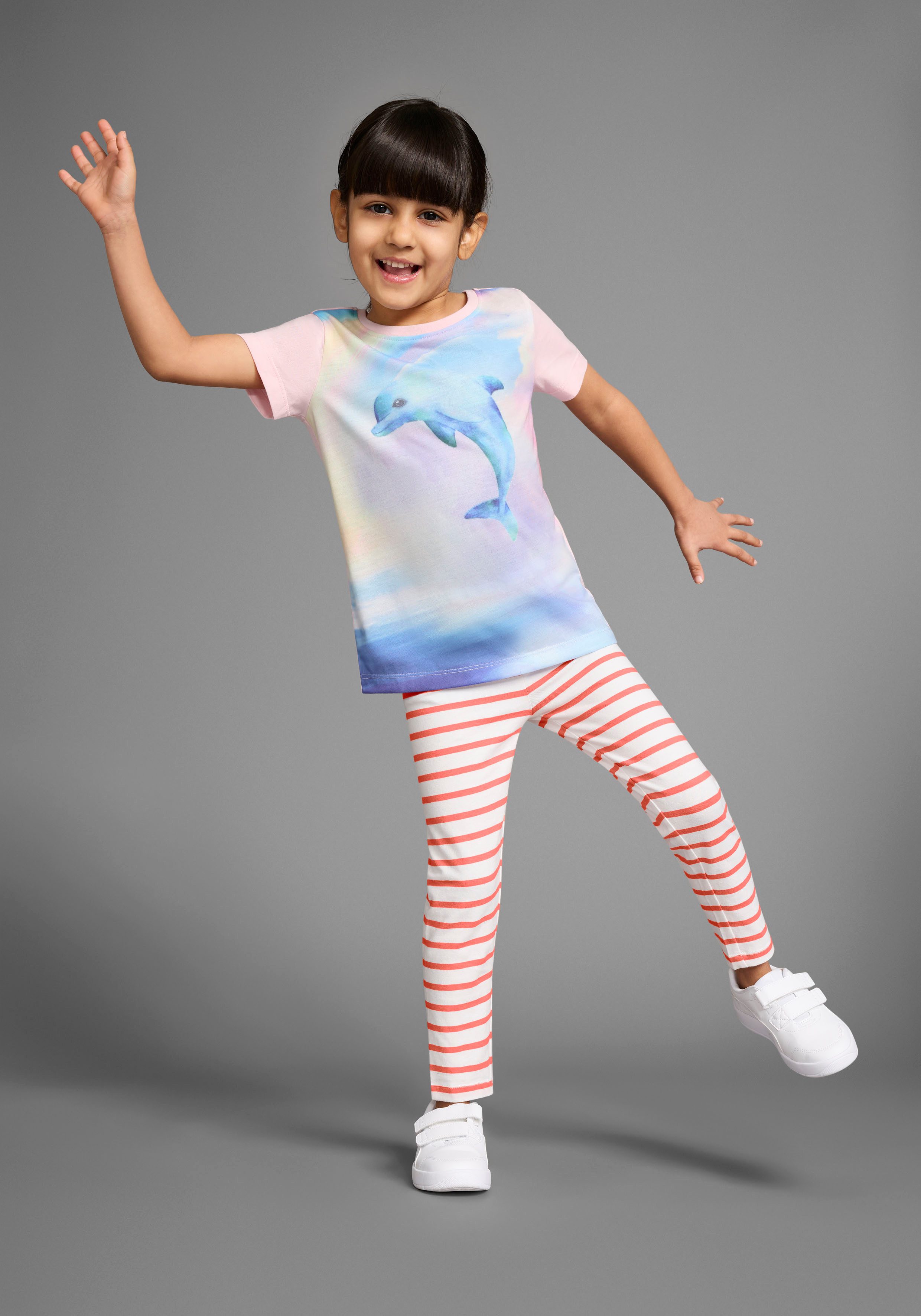 KIDSWORLD Legging 2-pack gestreepte leggings voor kleine meisjes (set, 2-delig, 2 delen)