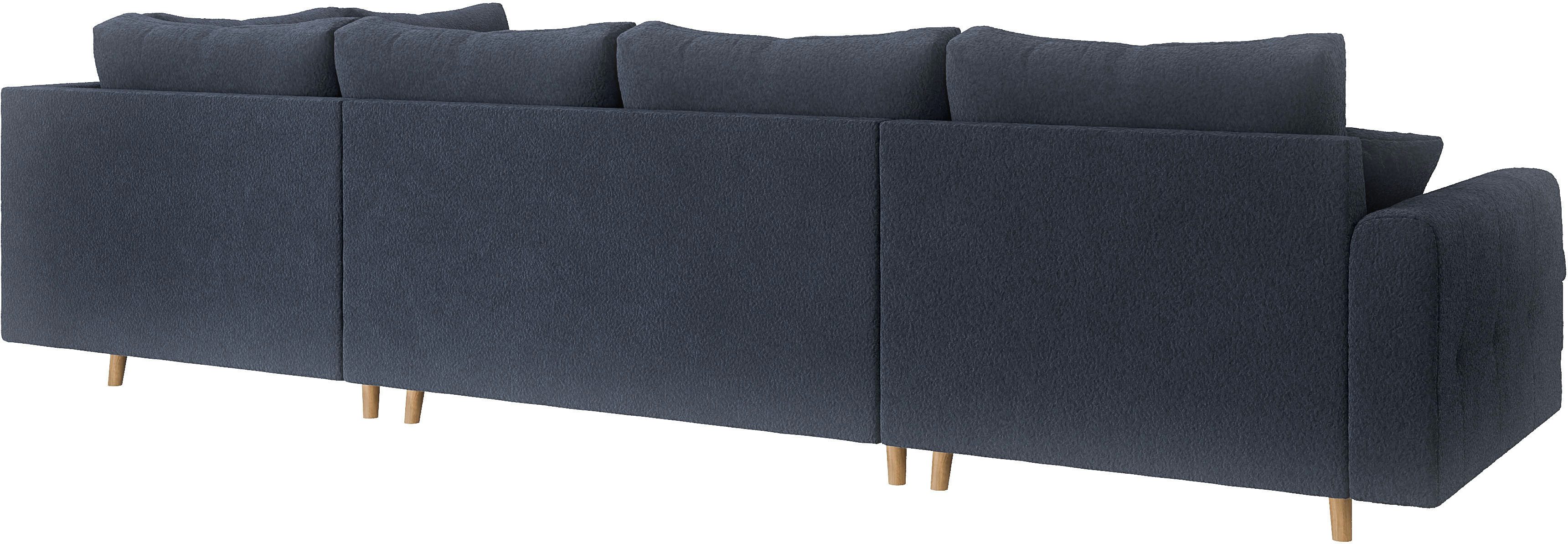 Home affaire Zithoek CHARRE U-vorm met ottomane, afmetingen B/D/H: 310/161/81 cm fijne stiksels, losse rug- en sierkussens, ook in cord en bouclé