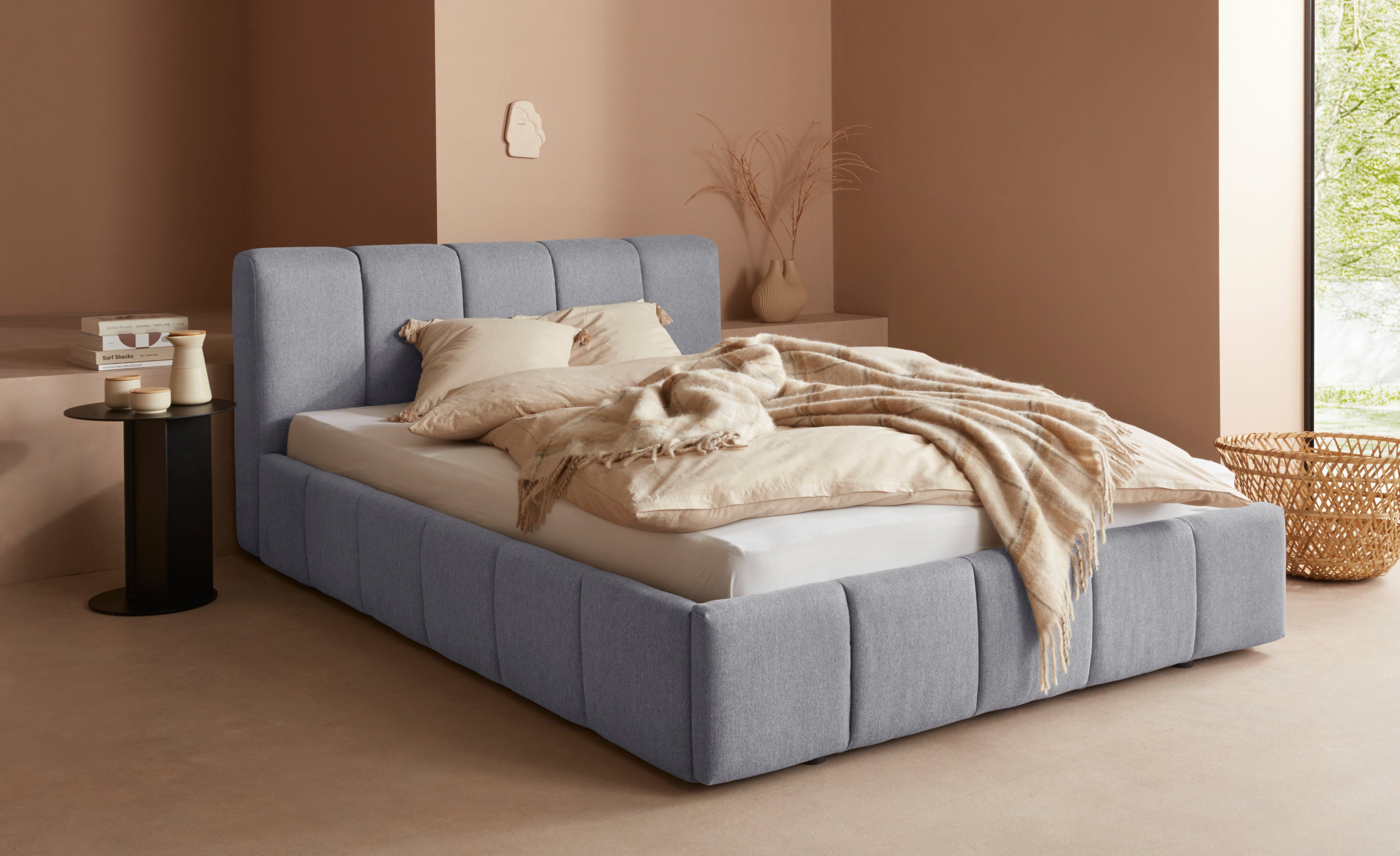 LeGer Home by Lena Gercke Gestoffeerd bed Maileen in 5 breedten en 3 kleuren, incl. rolbodem bedden grijs