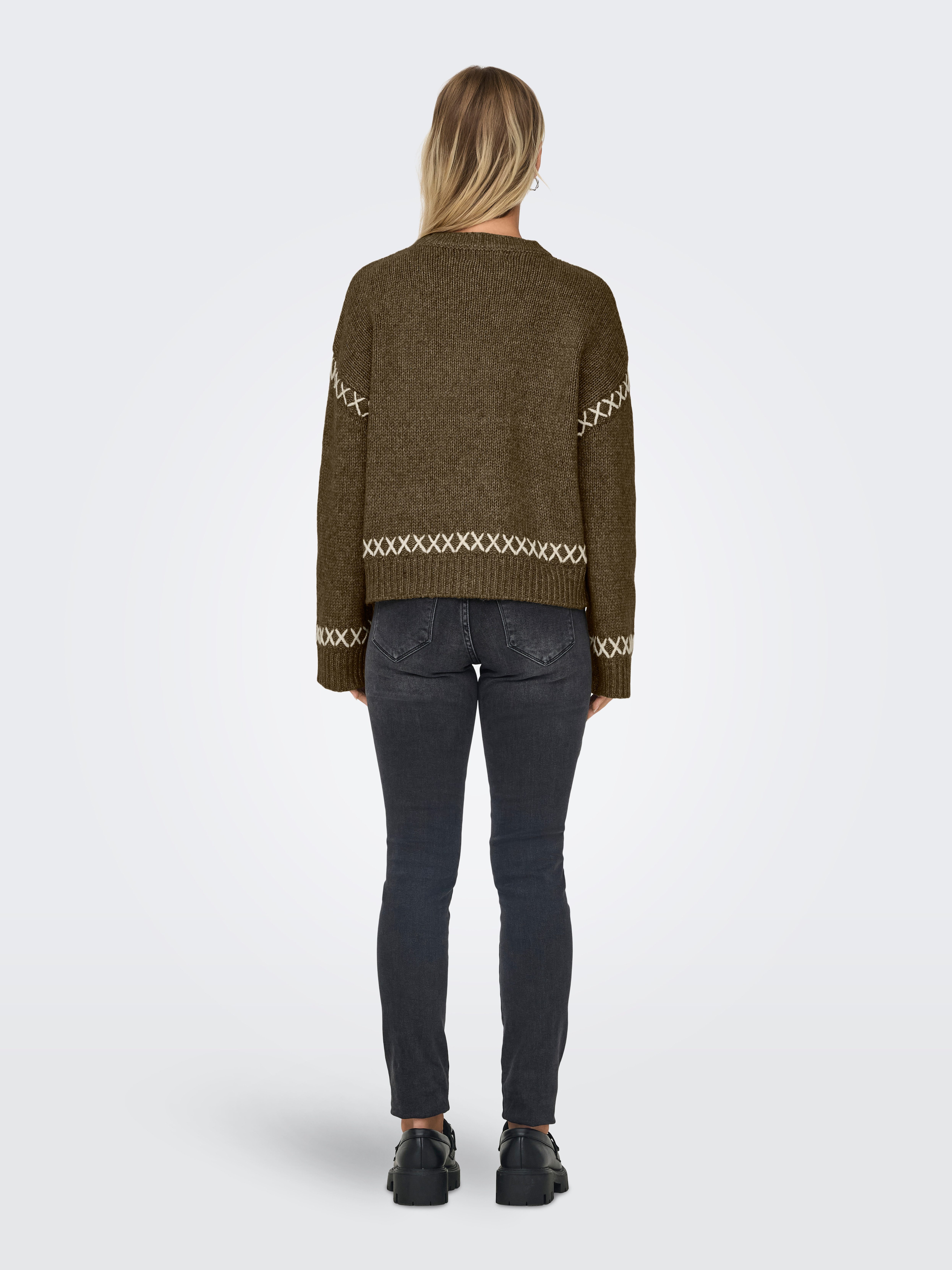 Only Trui met ronde hals ONLAMANDA LIFE LS O-NECK DETAIL CC KNT