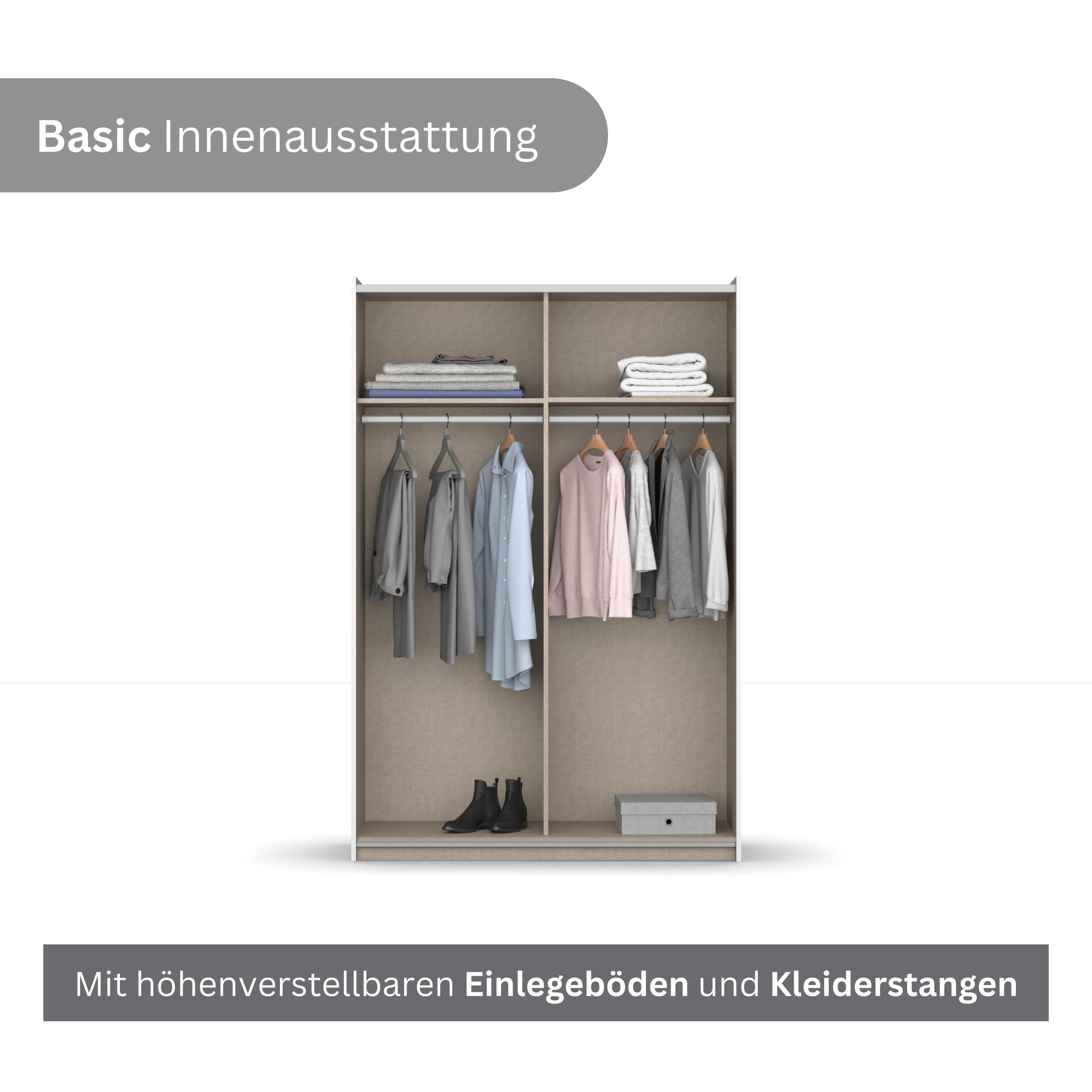 rauch Zweefdeurkast Kledingkast draaideurkast kast garderobe KRONACH TOPSELLER met spiegel en veel opbergruimte, metalen greepstrips, made in germany