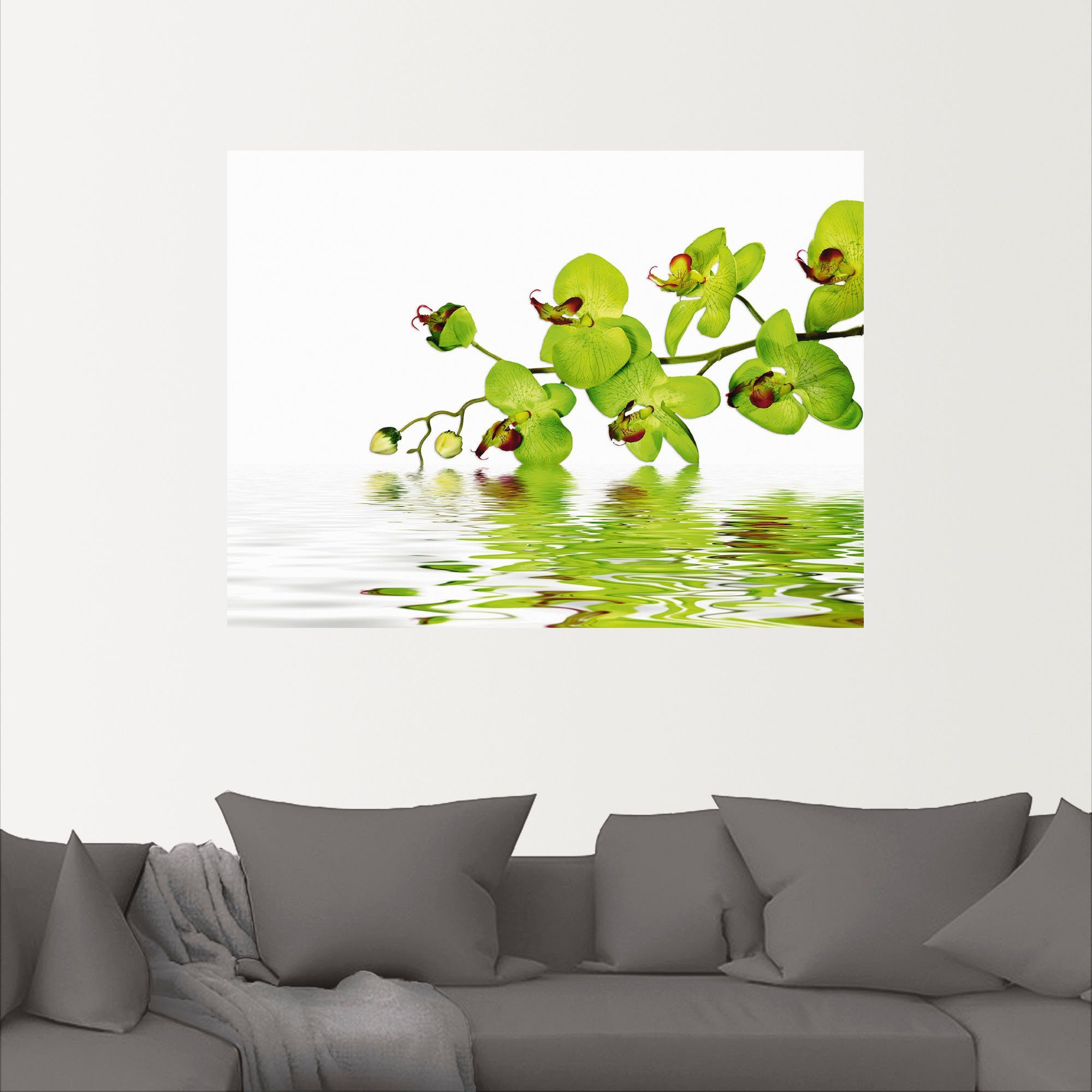 Artland Artprint Mooie orchidee met groene achtergrond als artprint op linnen, muursticker in verschillende maten