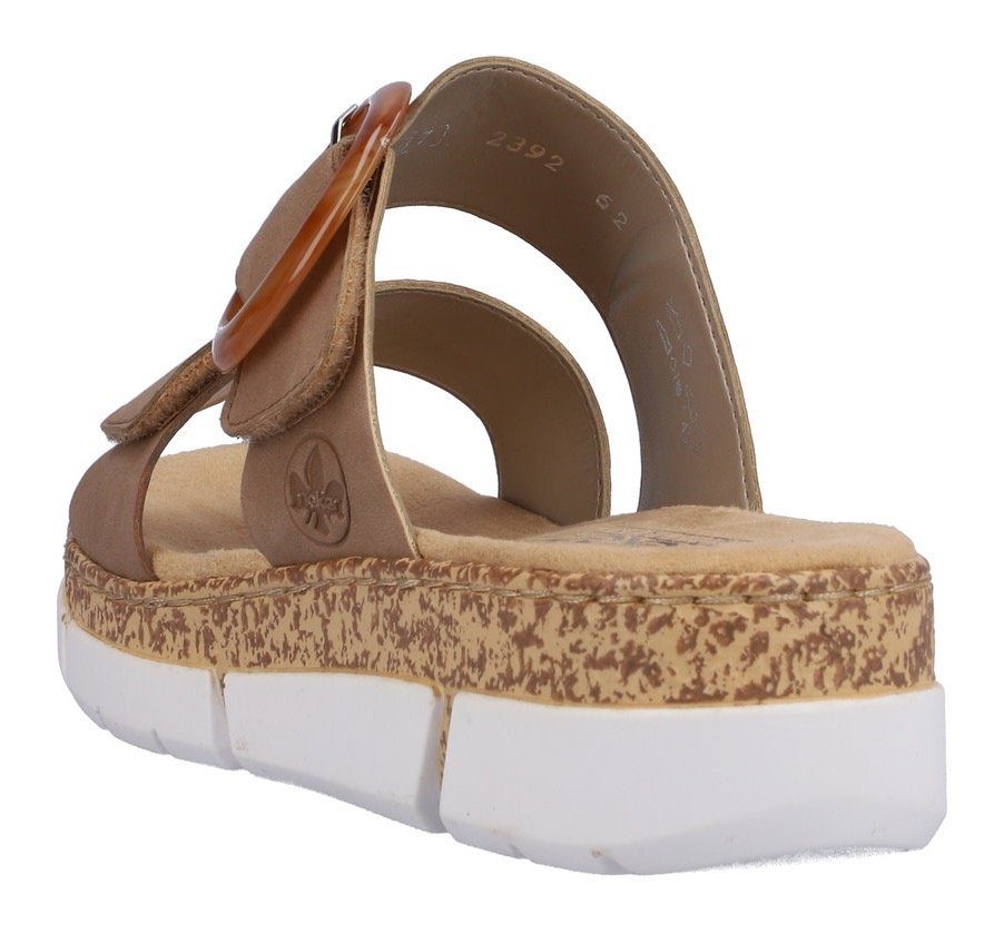 Rieker Slippers sleehak, zomerschoen, slippers met moderne siergesp