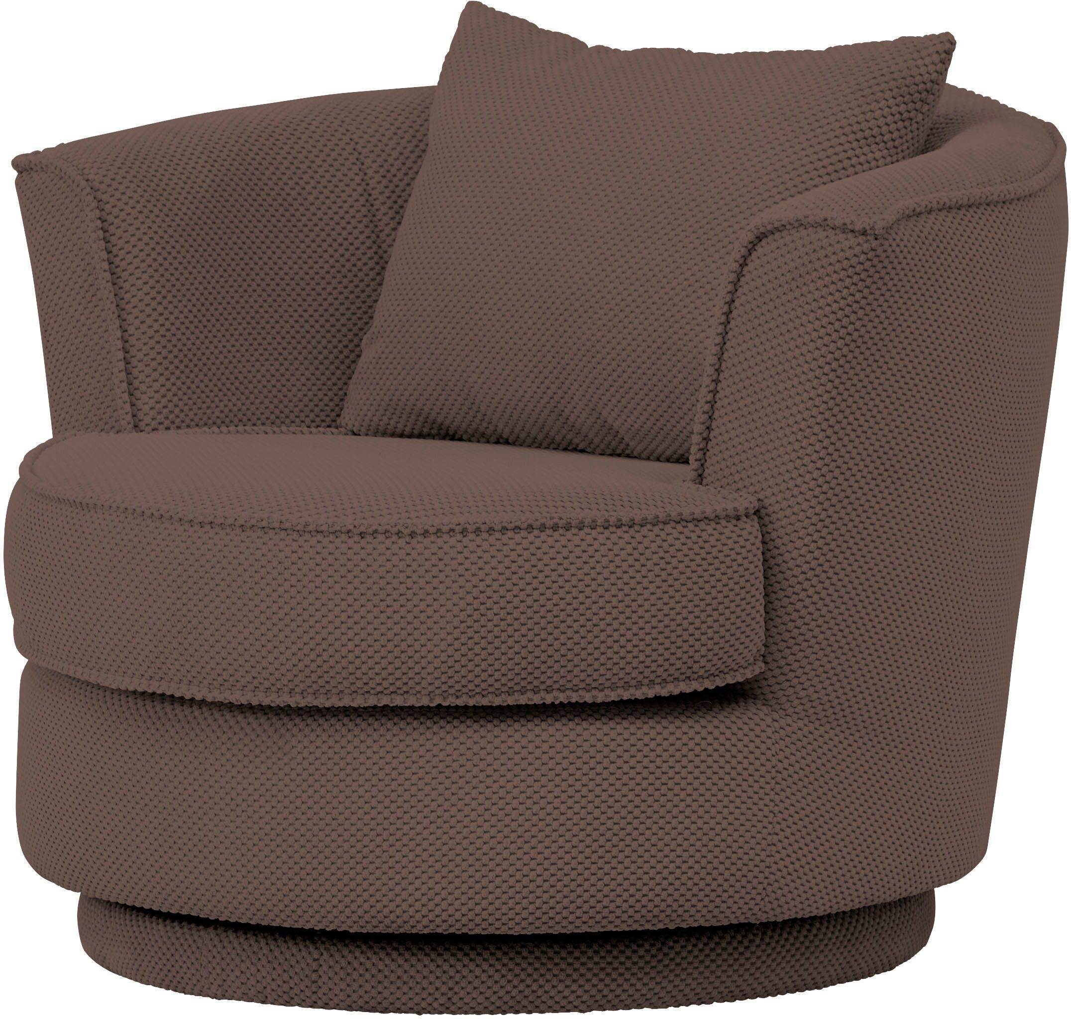 Leonique Draaibare fauteuil MAISIE, leesfauteuil, love seat, trendige stoffen mega cord en geweven velours, 360 graden draaibaar