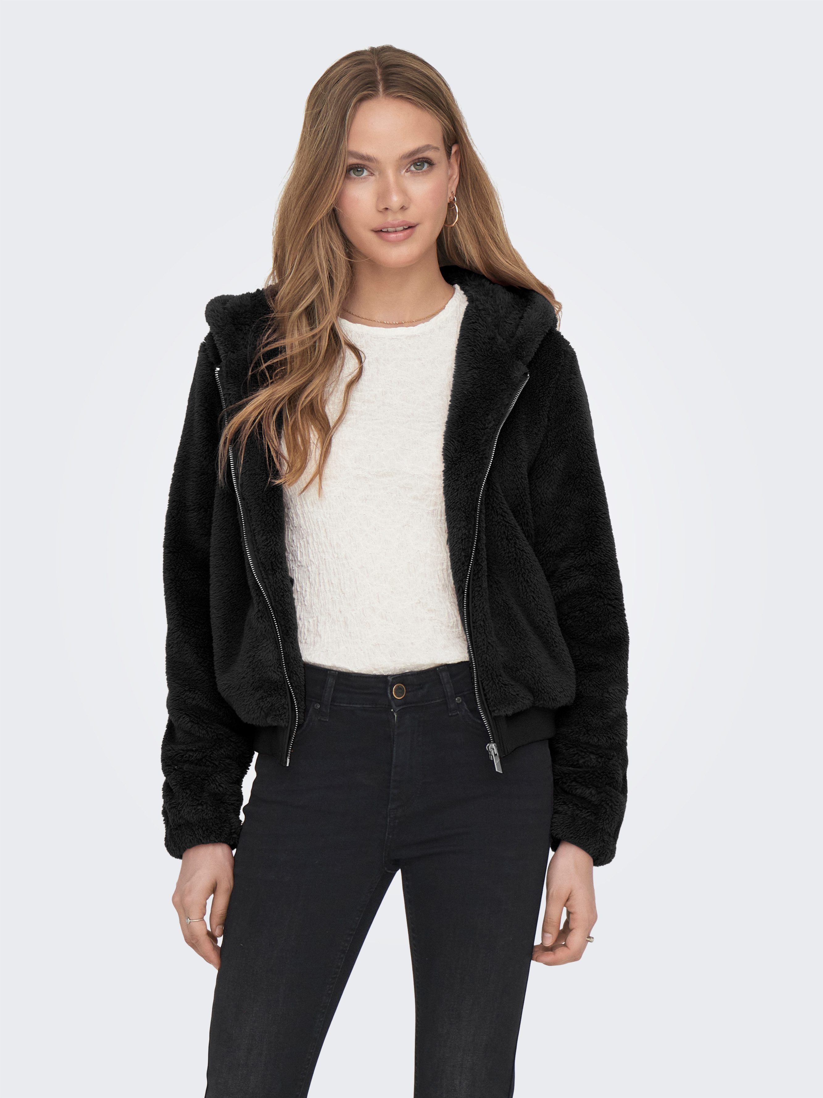 Only Pluche jas met capuchon ONLNEWANNA CONTACT SHERPA JKT OTW NOOS