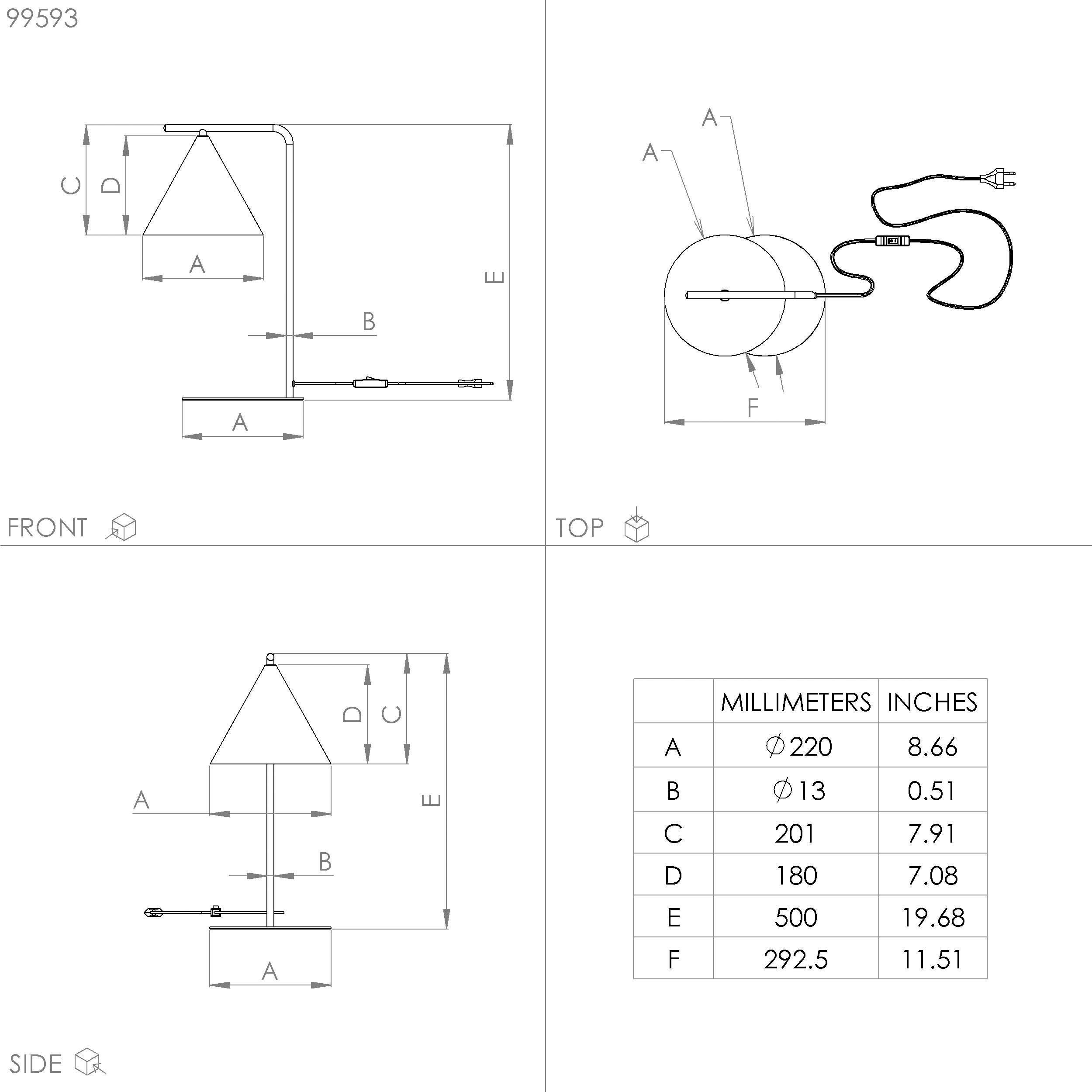 EGLO Tafellamp NARICES Tafel lamp in zwart van staal - excl. E27 - 40W (1 stuk)